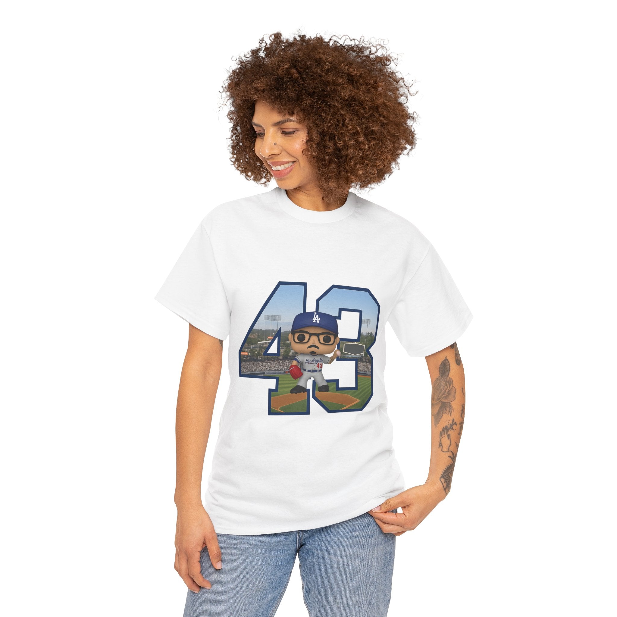 Banda Number 43 with a Funko Style Figurine Tee Shirt - Unisex Heavy Cotton Tee Casual Fit