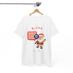 Holiday Santa Sleigh My Name Tee Shirt - Unisex Heavy Cotton Casual Fit