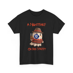 Halloween Spooky A Nightmare On Boo Street Tee Shirt - Unisex Heavy Cotton Casual Fit