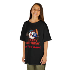 Personalized Kids Baseball Birthday Tee — "Happy Birthday" Name T-Shirt