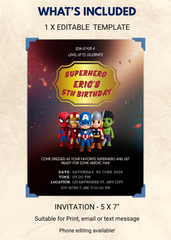 Superhero Birthday Editable Invitation (Portrait)