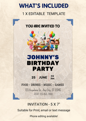 Peanuts Gang Birthday Editable Invitation (Portrait)