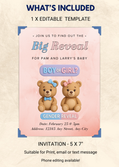 Gender Reveal Editable Invitation (Portrait)