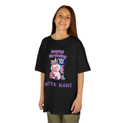 Personalized Kids Unicorn Birthday Tee — "Happy Birthday" Name T-Shirt