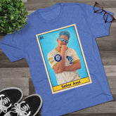 SeΓ±or Azul Baseball Card Tee β Vintage Sports Trading Card Graphic Tri-Blend Crew T-Shirt