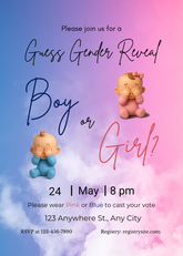 Baby Guess Gender Reveal Editable Invitation (Portrait)