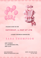 Girl Baby Shower Editable Invitation (Portrait)