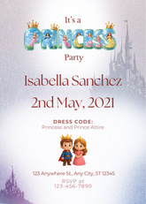 Princess Party Editable Invitation (Portrait)