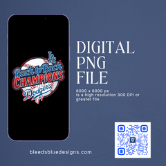Dodgers Back to Back Champions Red Blue PNG | Digital Art (6000x6000)