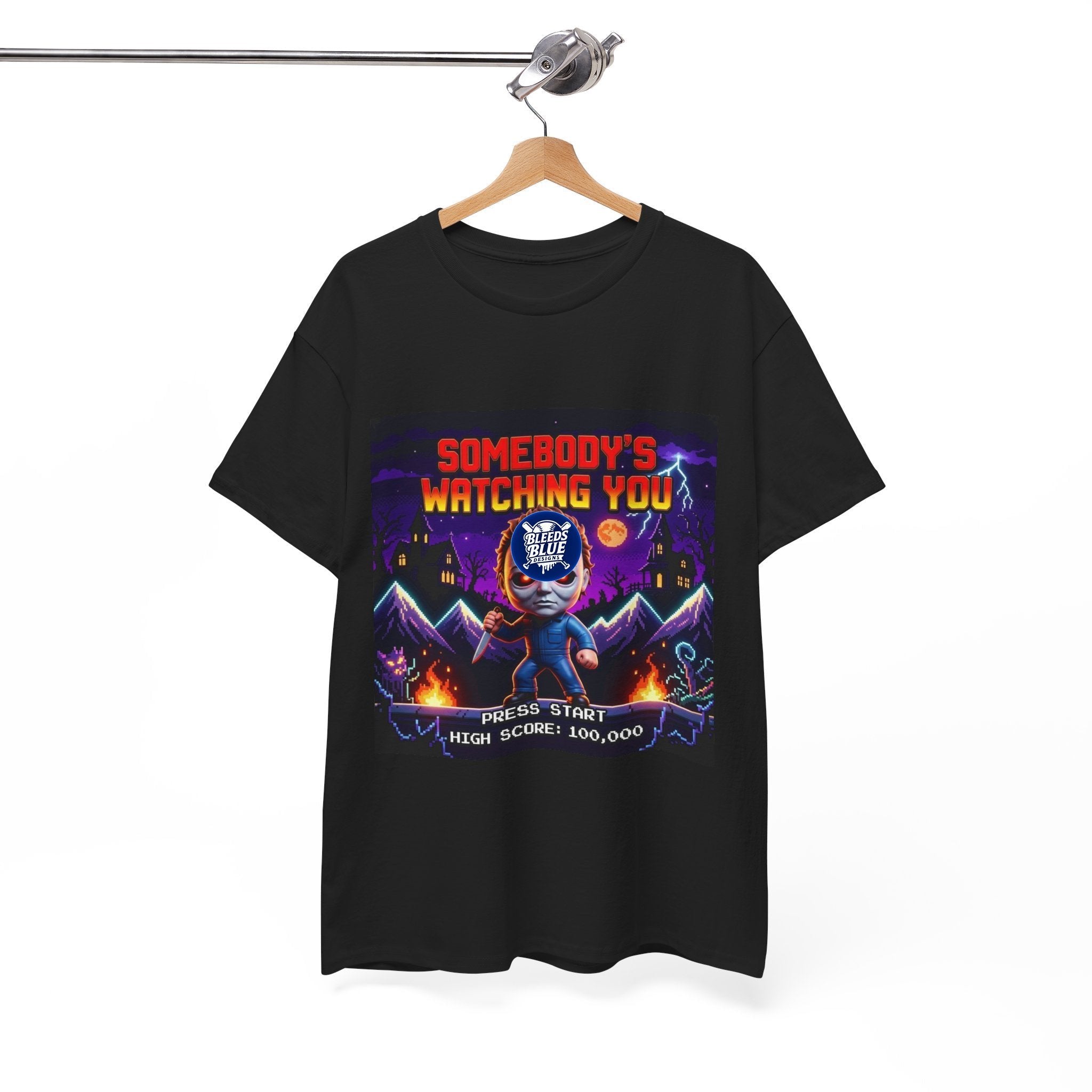 Halloween Somebody's Watching You Jason Retro Arcade Spooky Season T-Shirt