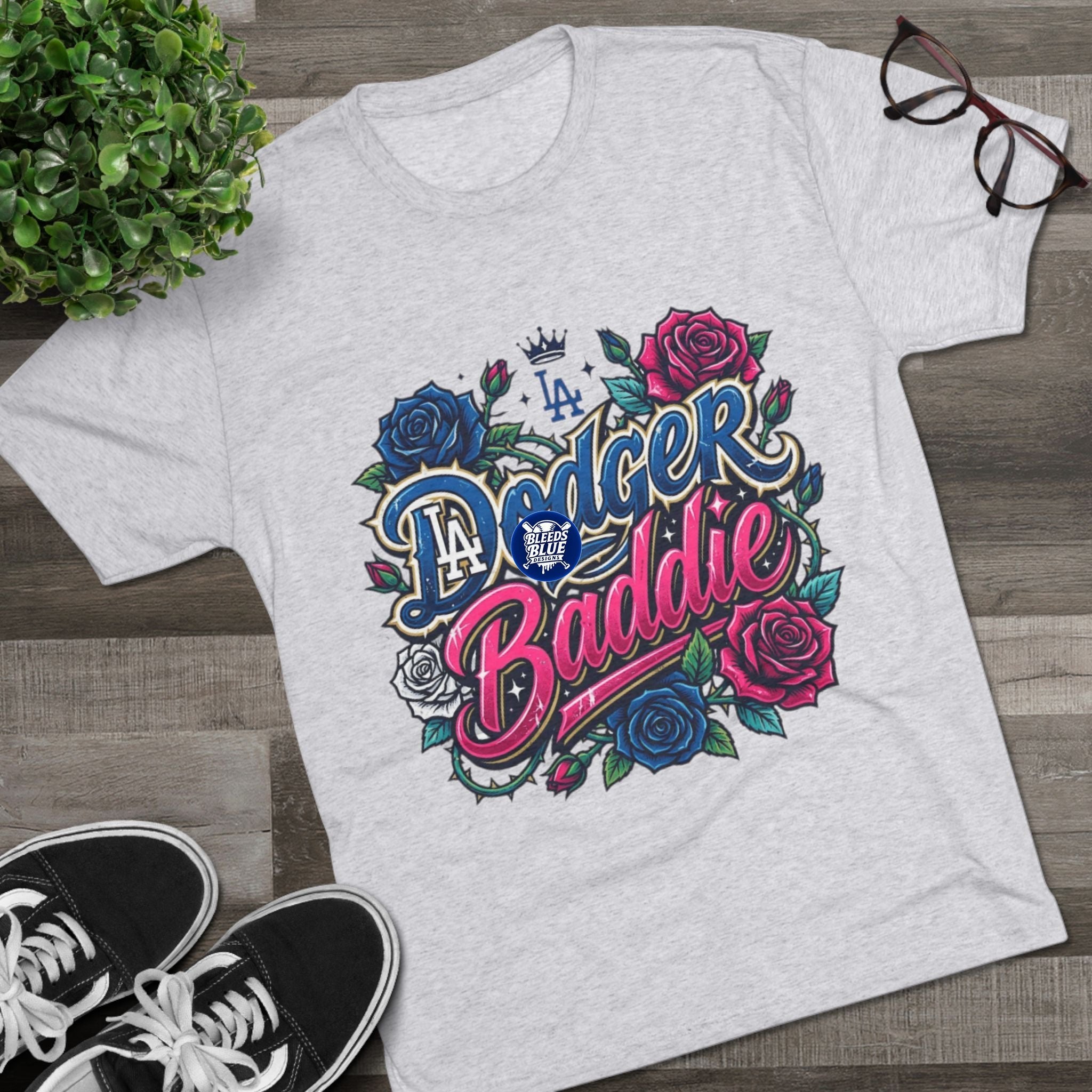 Dodger Baddie Roses Tee — Roses Dodgers Floral Fan Shirt