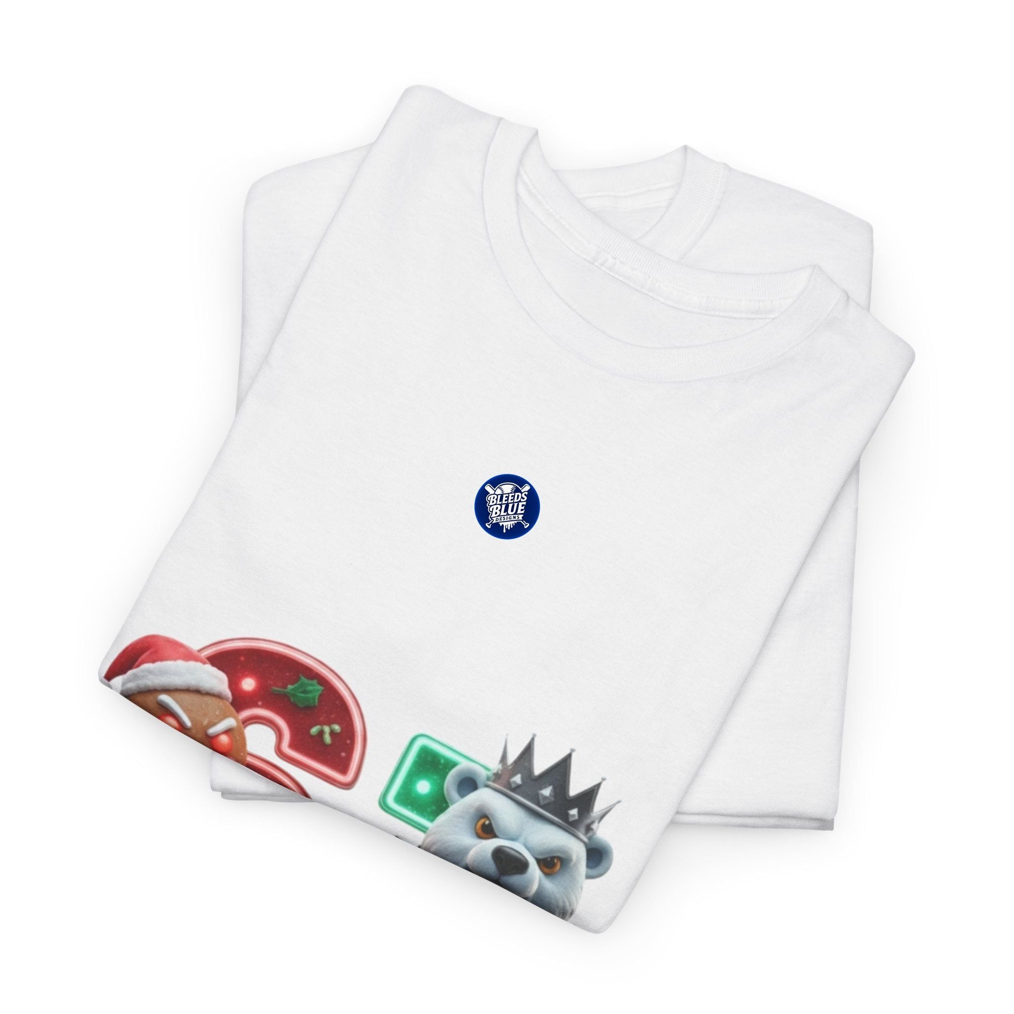 Holiday Christmas Gingerbread and Polar 67 Tee Shirt - Unisex Heavy Cotton Casual Fit