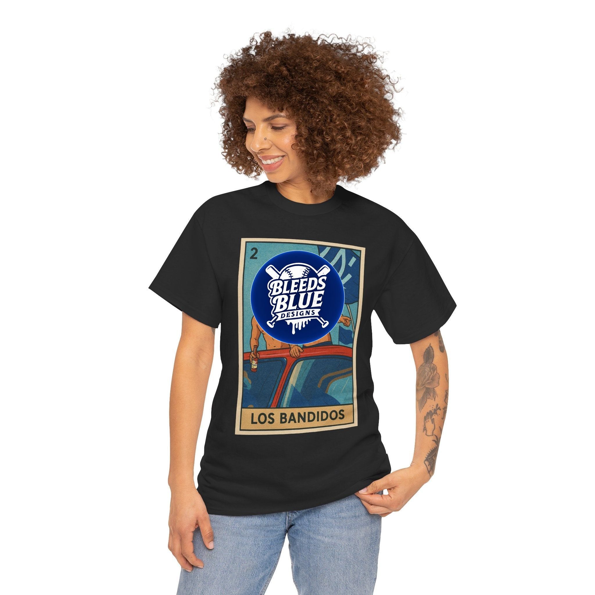 Kike and Banda Los Bandidos Loteria Card Tee Shirt - Unisex Heavy Cotton Casual Fit