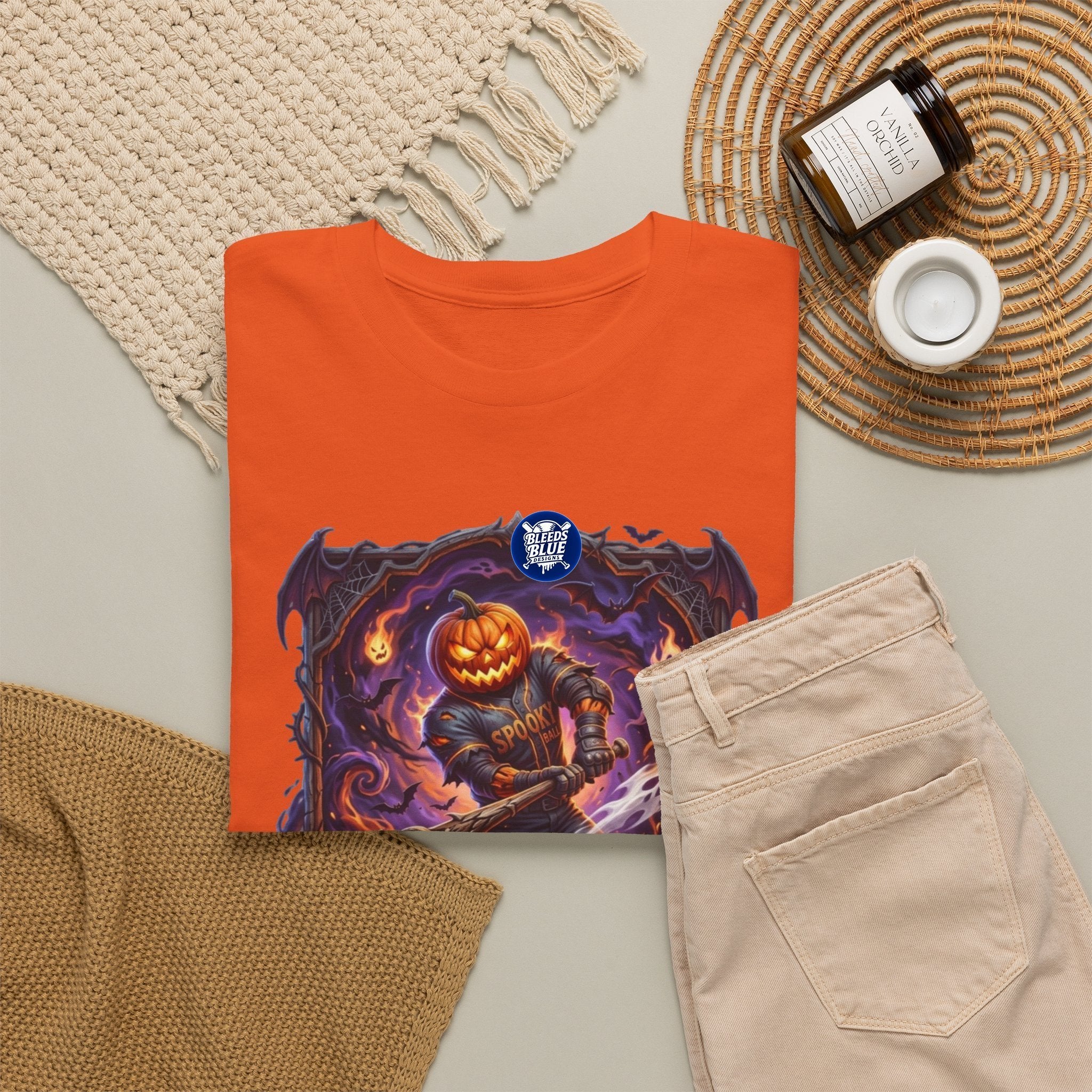 Halloween October Baseball Spooky Season Pumpkinhead T-Shirt