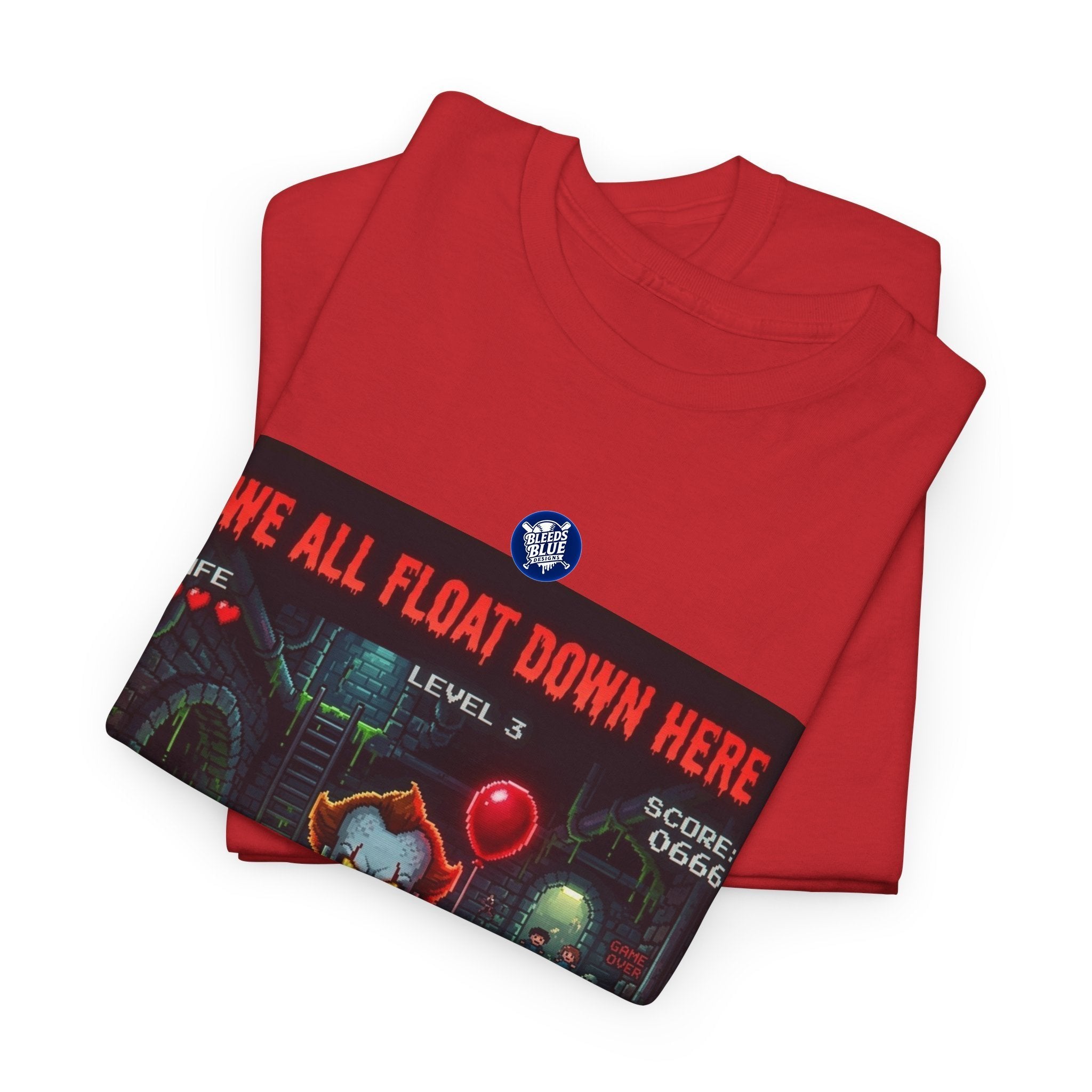 Halloween We All Float Down Here Pennywise Retro Arcade Spooky Season T-Shirt