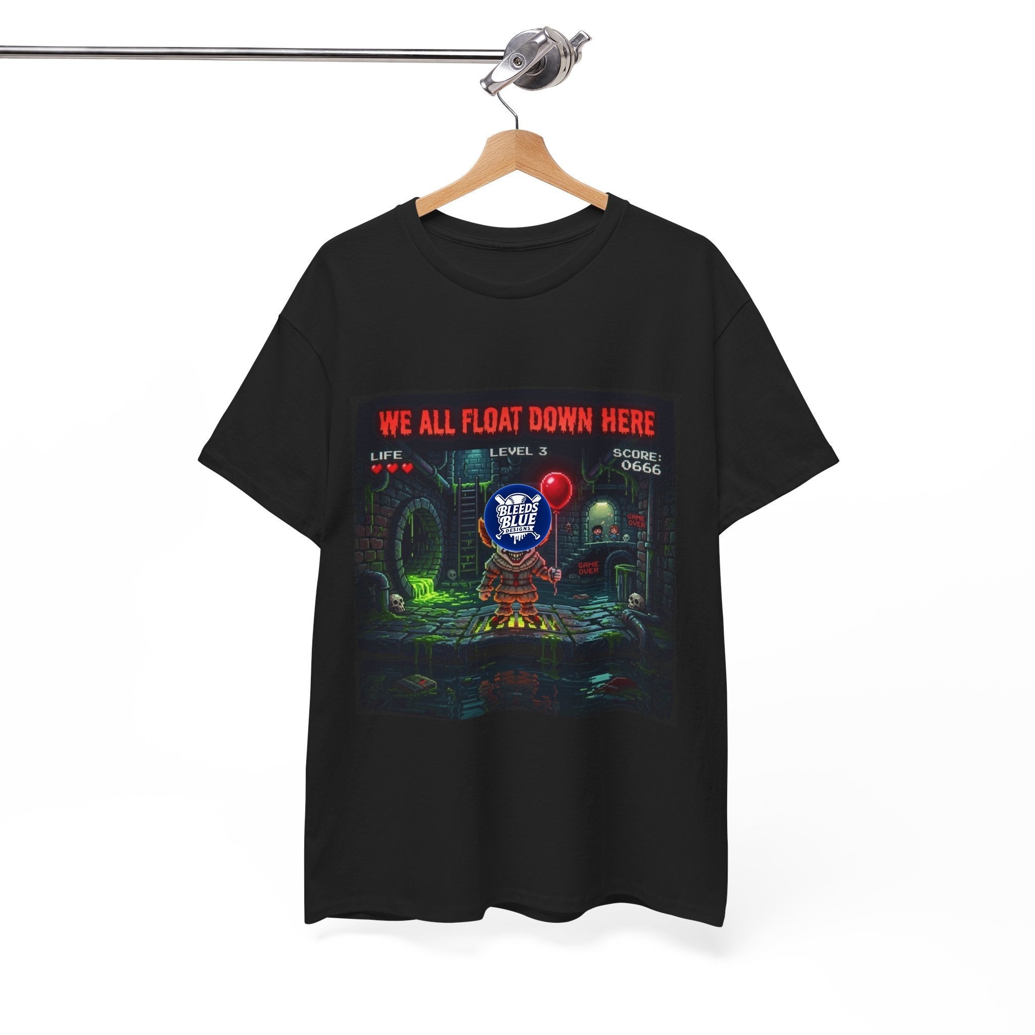 Halloween We All Float Down Here Pennywise Retro Arcade Spooky Season T-Shirt