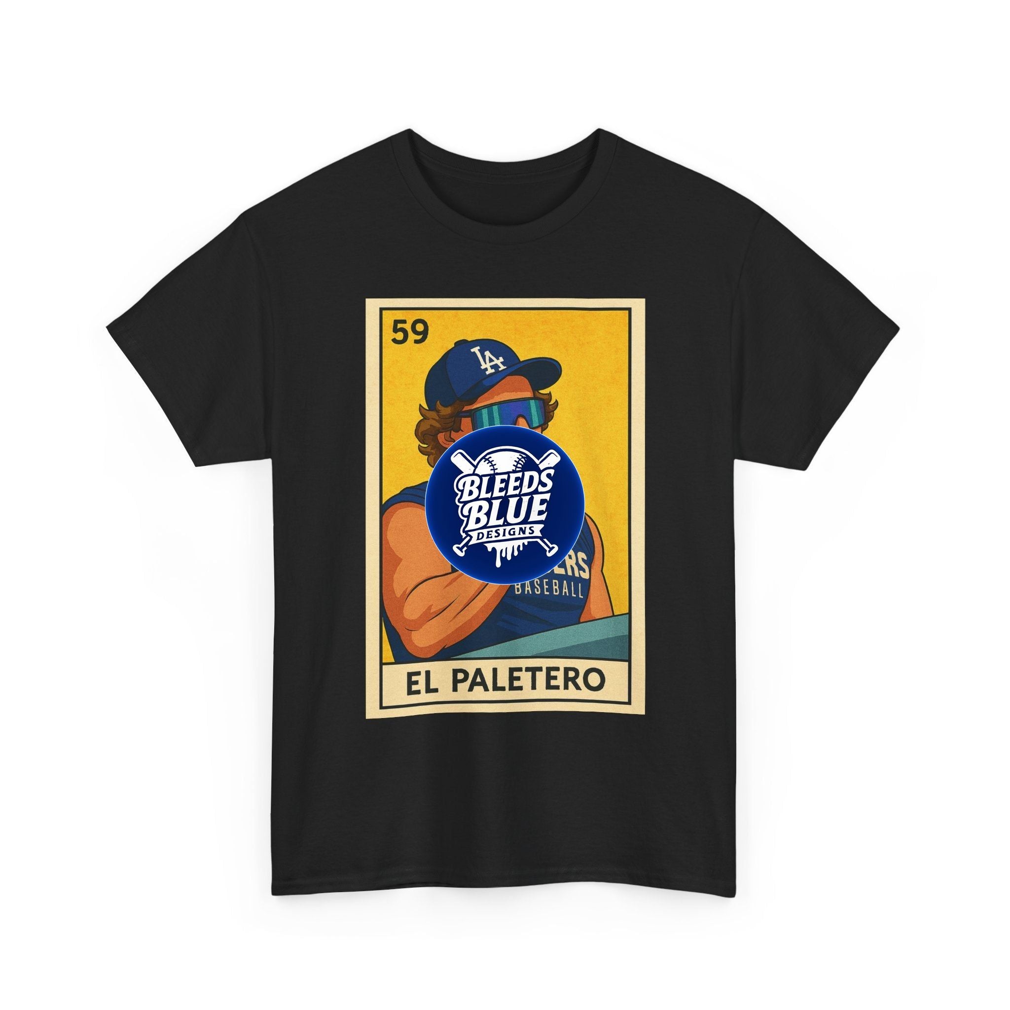 Dodgers Kike El Paletero Loteria Card Tee Shirt -  Unisex Heavy Cotton Casual Fit