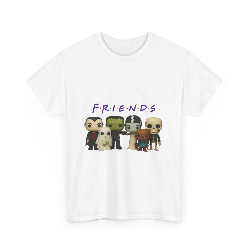 Spooky Friends Halloween Tee Shirt - Unisex Heavy Cotton Tee Casual Fit