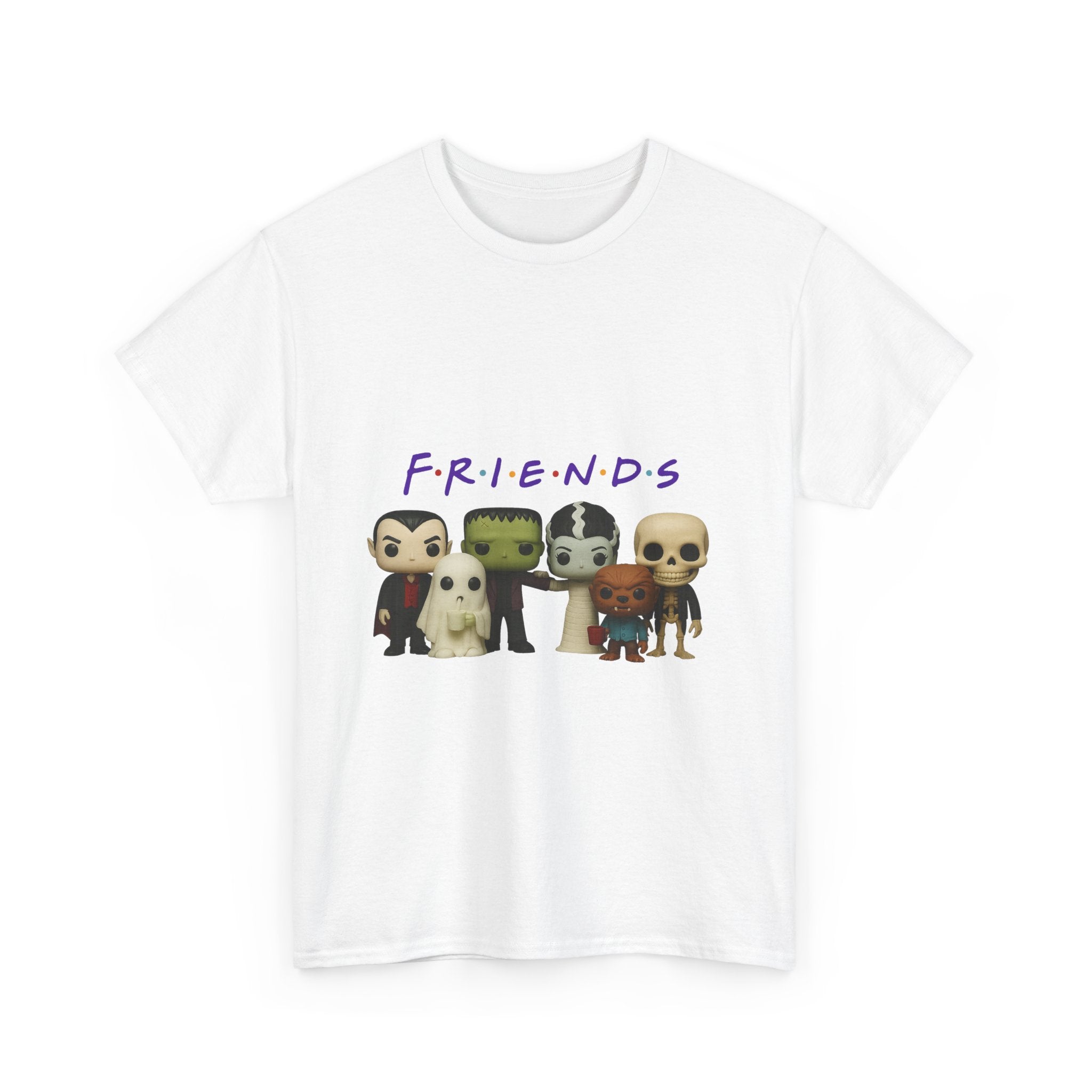Spooky Friends Halloween Tee Shirt - Unisex Heavy Cotton Tee Casual Fit