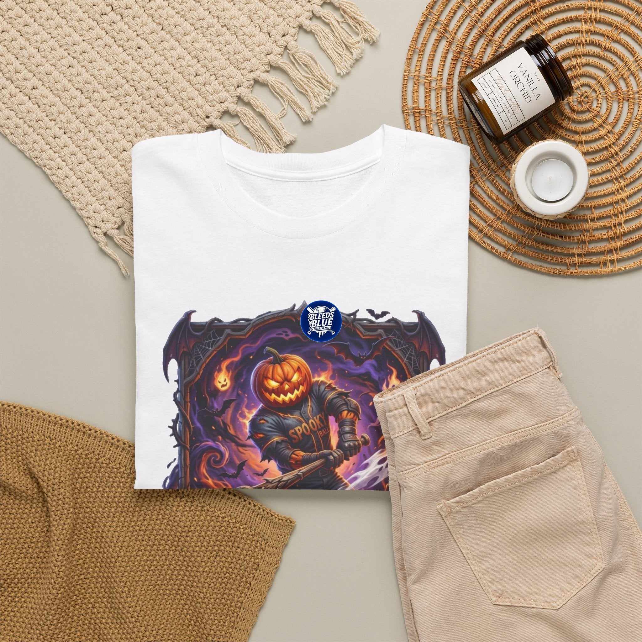 Halloween October Baseball Spooky Season Pumpkinhead T-Shirt