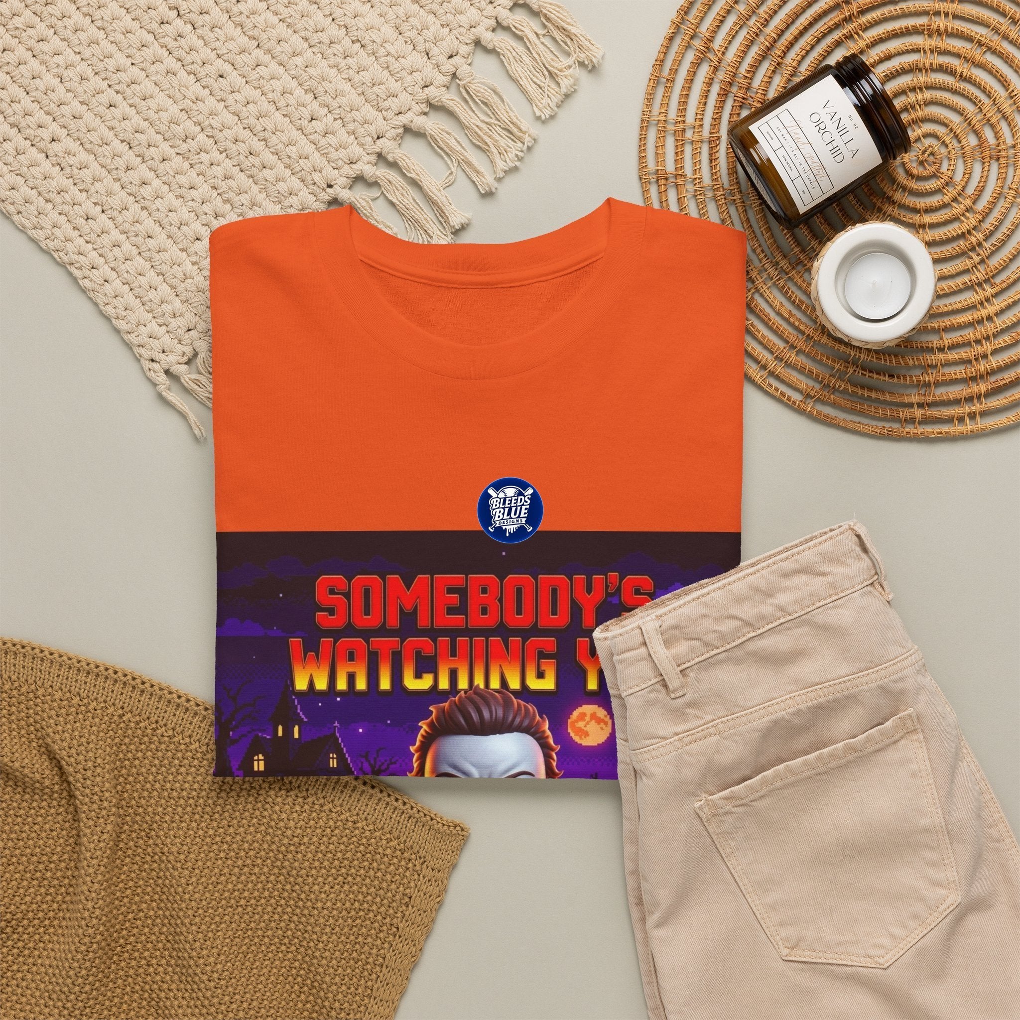 Halloween Somebody's Watching You Jason Retro Arcade Spooky Season T-Shirt