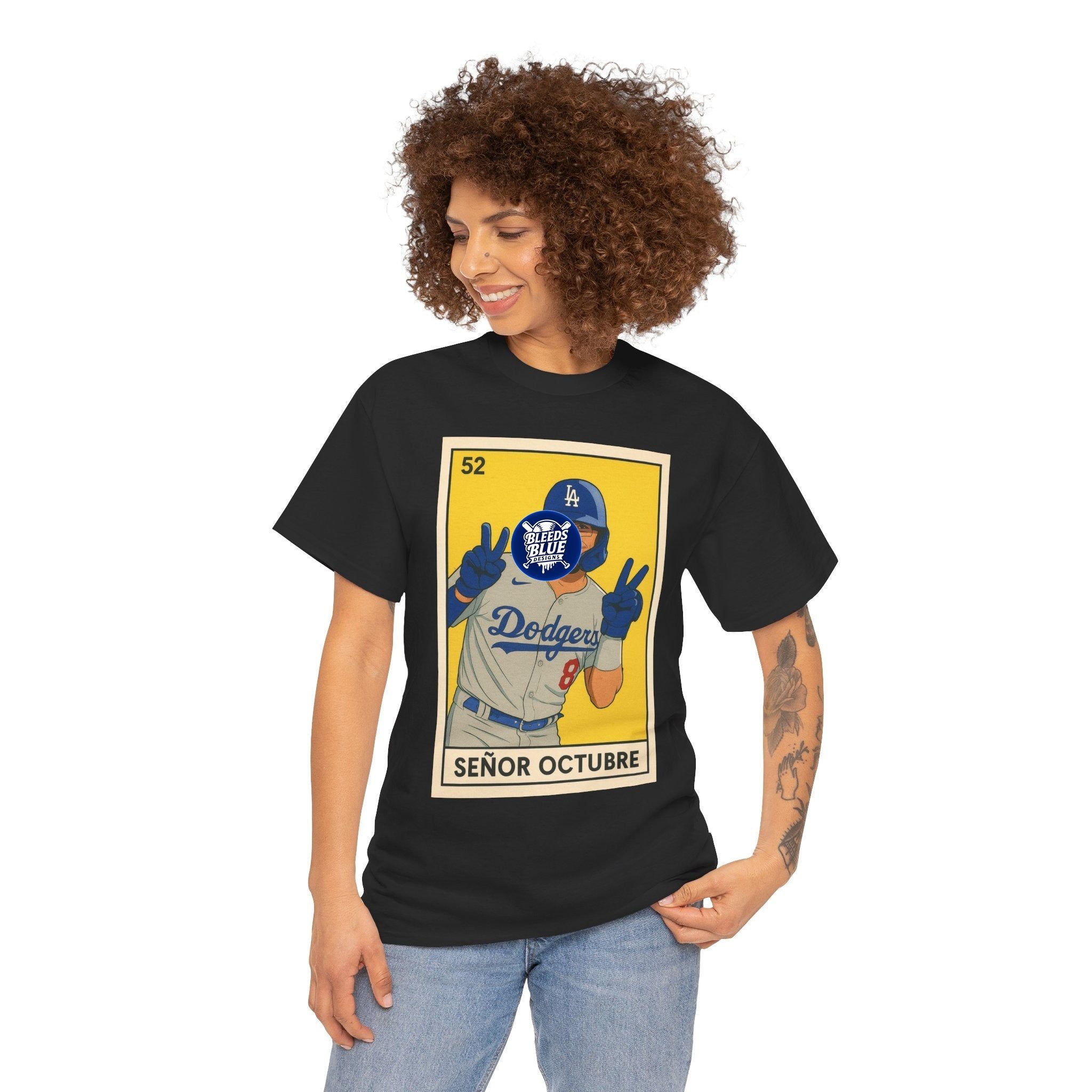 Kike Senor Octubre Loteria Card Tee Shirt - Unisex Heavy Cotton Tee, Baseball Tee, Baseball Shirt, Baseball Tshirt, Baseball Fan Gift