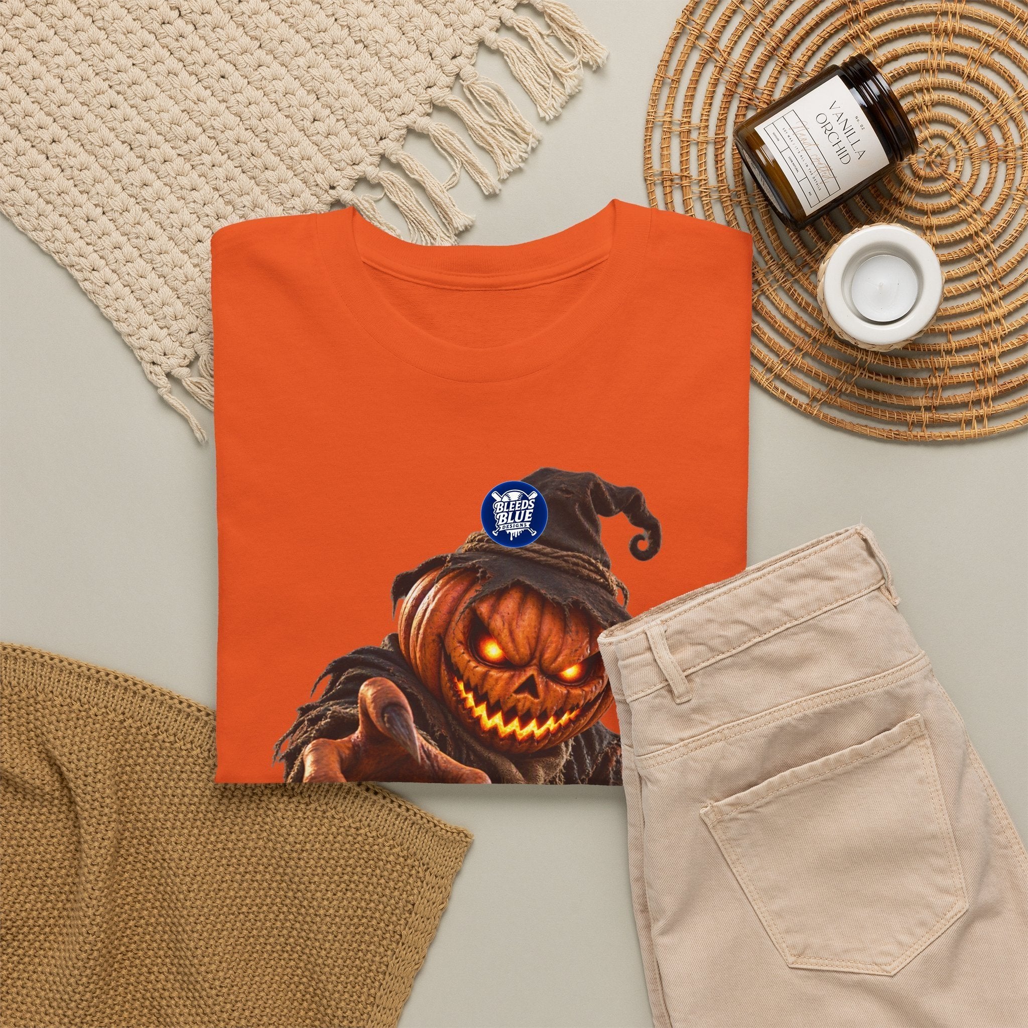 Spooky Season Pumpkin Head Scarecrow T-Shirt