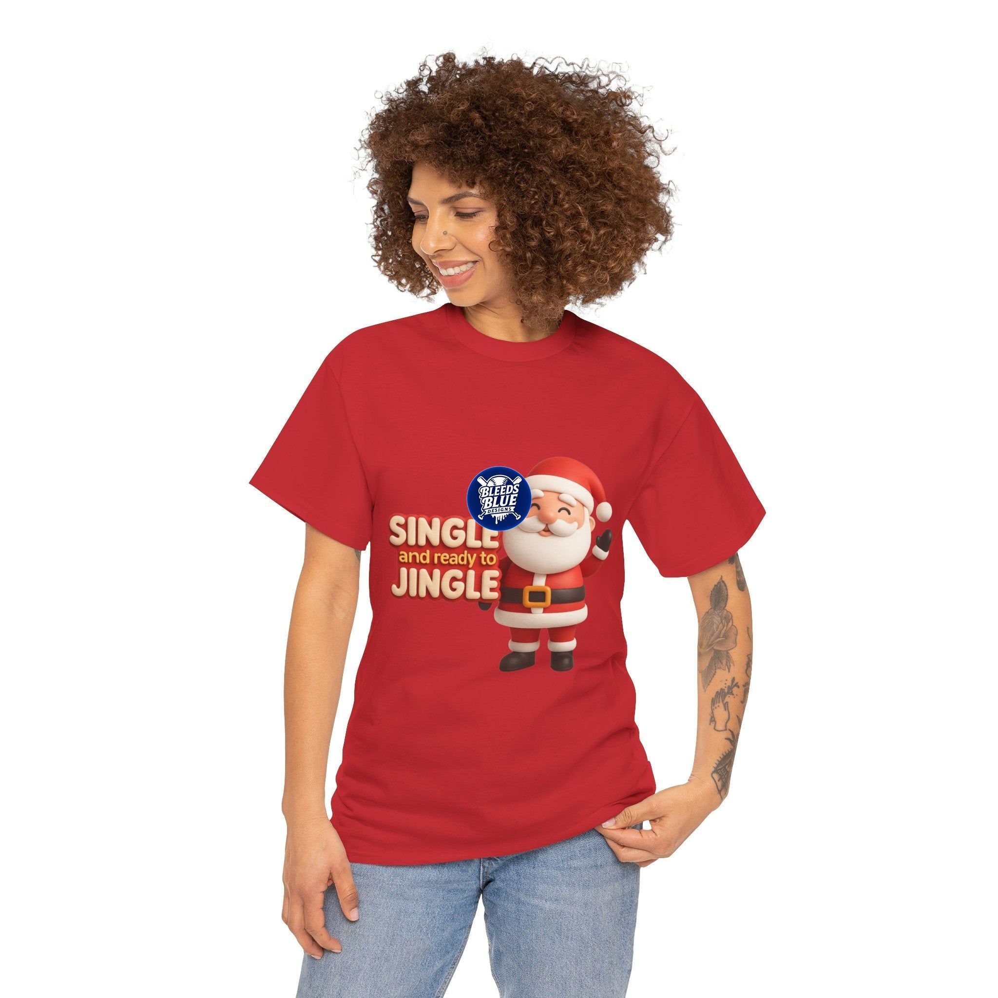 Holiday Santa Single and Ready to Jingle Tee Shirt - Unisex Heavy Cotton Casual Fit