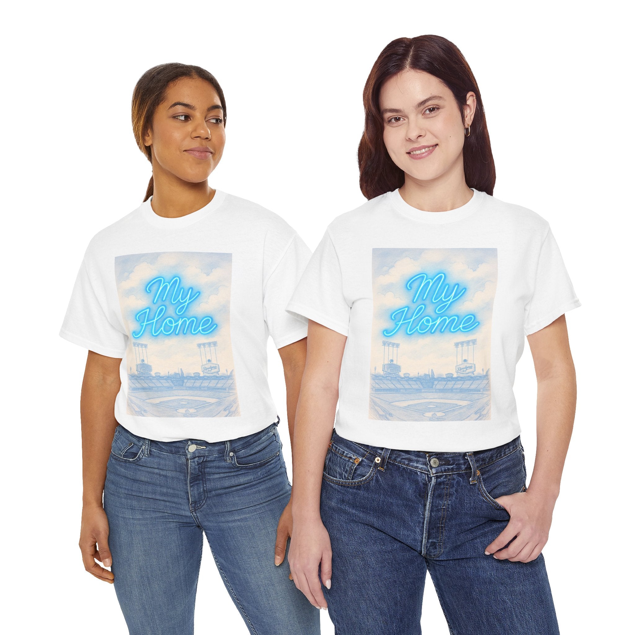 My Home Dodgers Stadium Sketch Tee Shirt - Unisex Heavy Cotton Tee Casual Fit