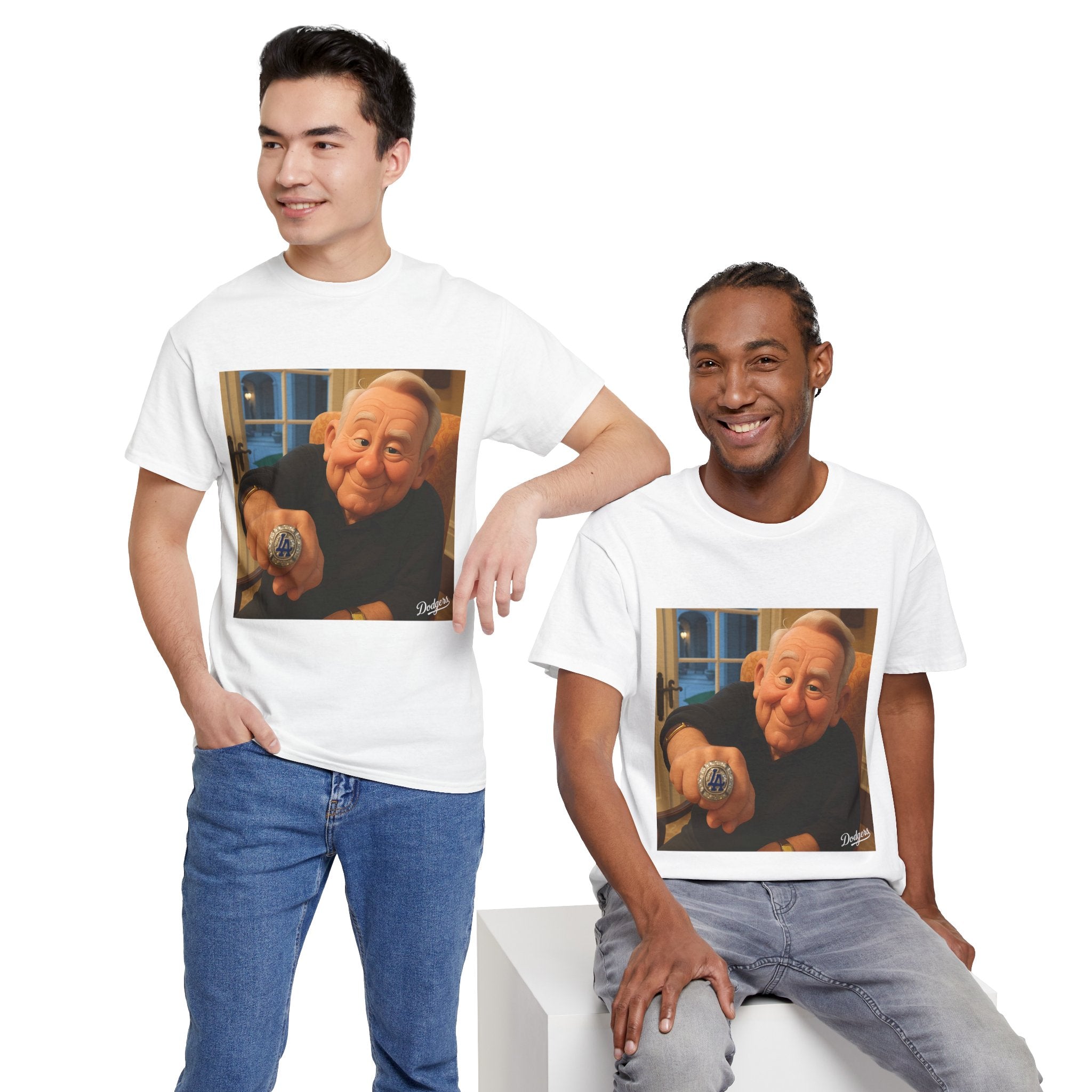 Vin Scully Championship Ring Tee Shirt - Unisex Heavy Cotton Tee Casual Fit