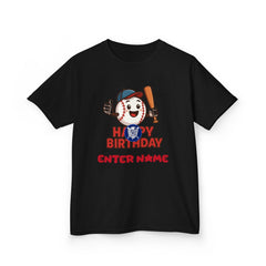 Personalized Kids Baseball Birthday Tee — "Happy Birthday" Name T-Shirt