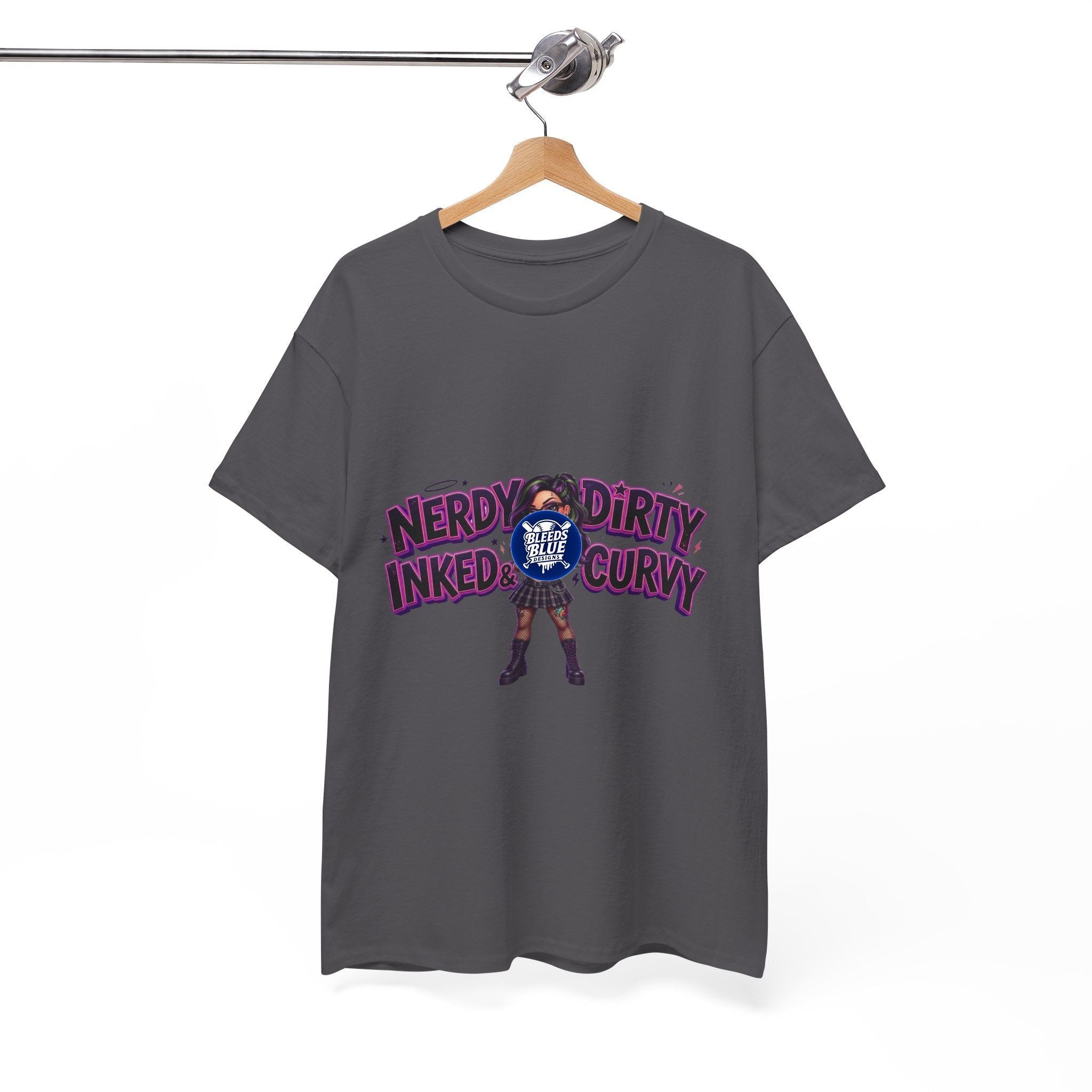 Nerdy Dirty Inked & Curvy T-Shirt — Graphic Tee for Tattooed, Curvy Women
