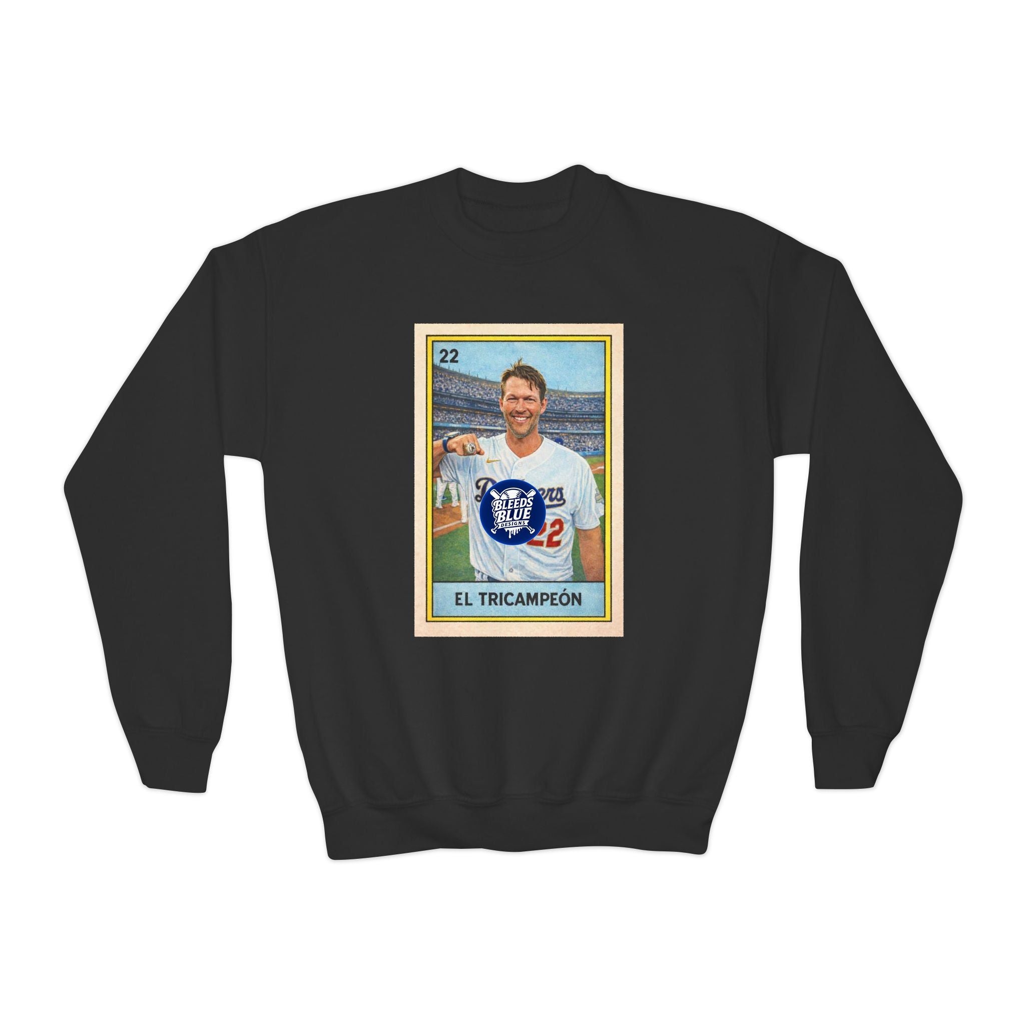 El Tricampeón Lotería Card Kershaw Team Pride - Youth Crewneck Sweatshirt