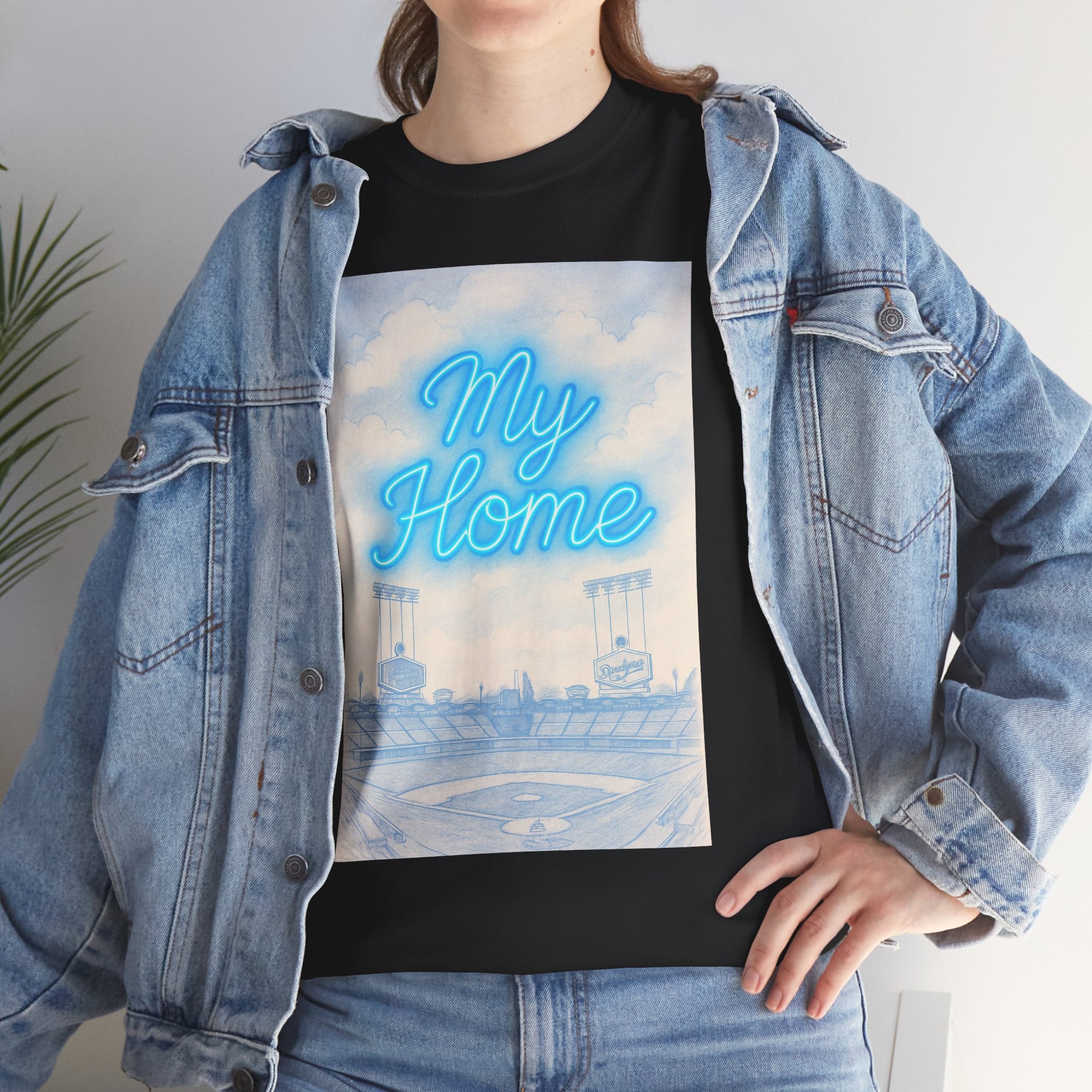 My Home Dodgers Stadium Sketch Tee Shirt - Unisex Heavy Cotton Tee Casual Fit