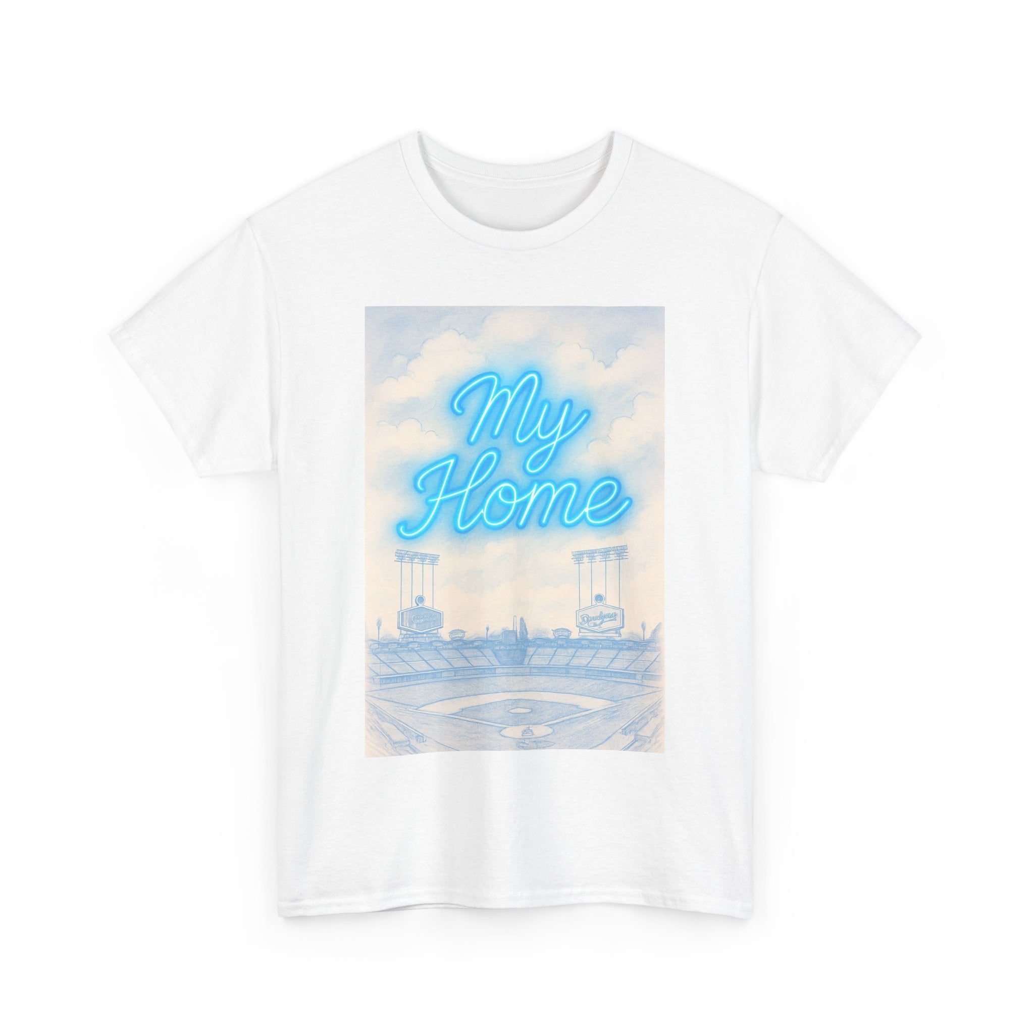My Home Dodgers Stadium Sketch Tee Shirt - Unisex Heavy Cotton Tee Casual Fit