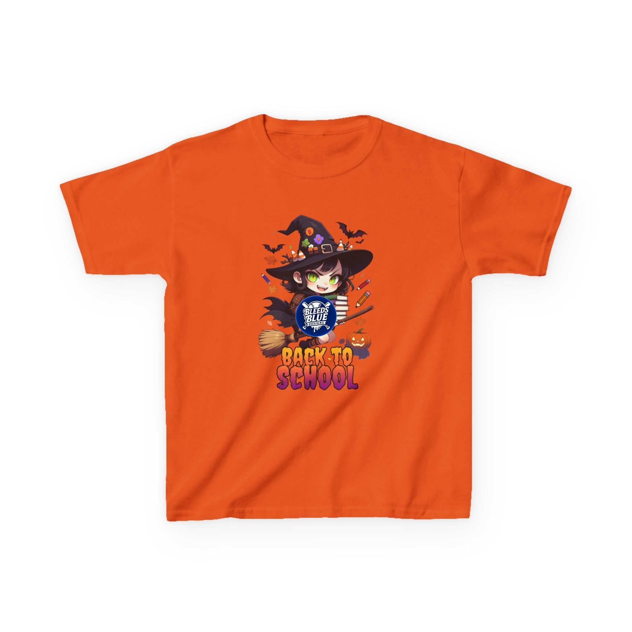 Kids Tee — Cute Witch "Back to School" Halloween Graphic