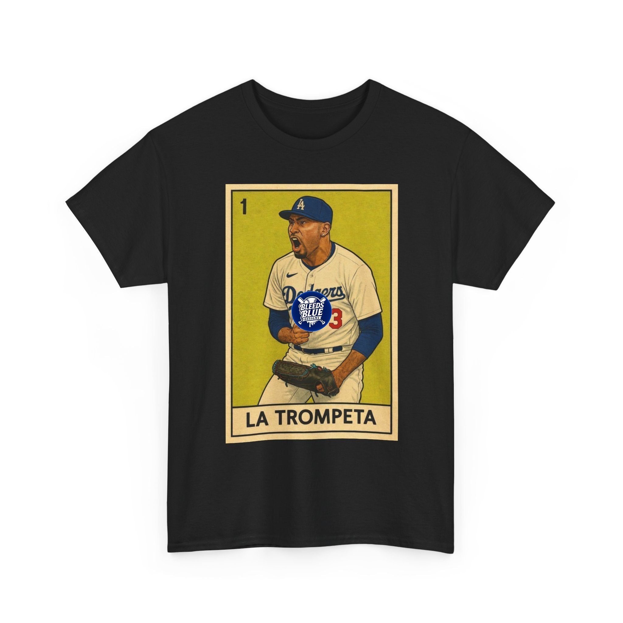 La Trompeta Baseball T-Shirt — Vintage Dodgers Trading Card Design