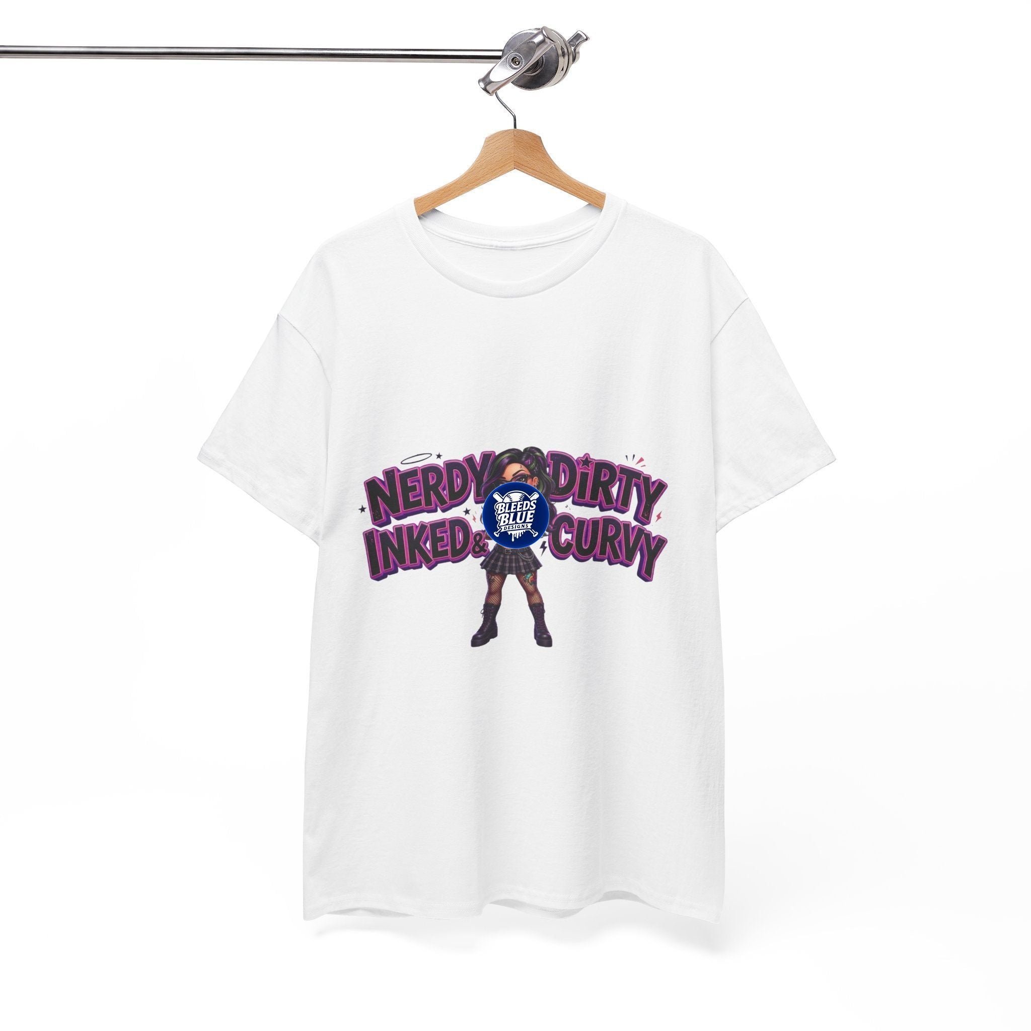 Nerdy Dirty Inked & Curvy T-Shirt — Graphic Tee for Tattooed, Curvy Women