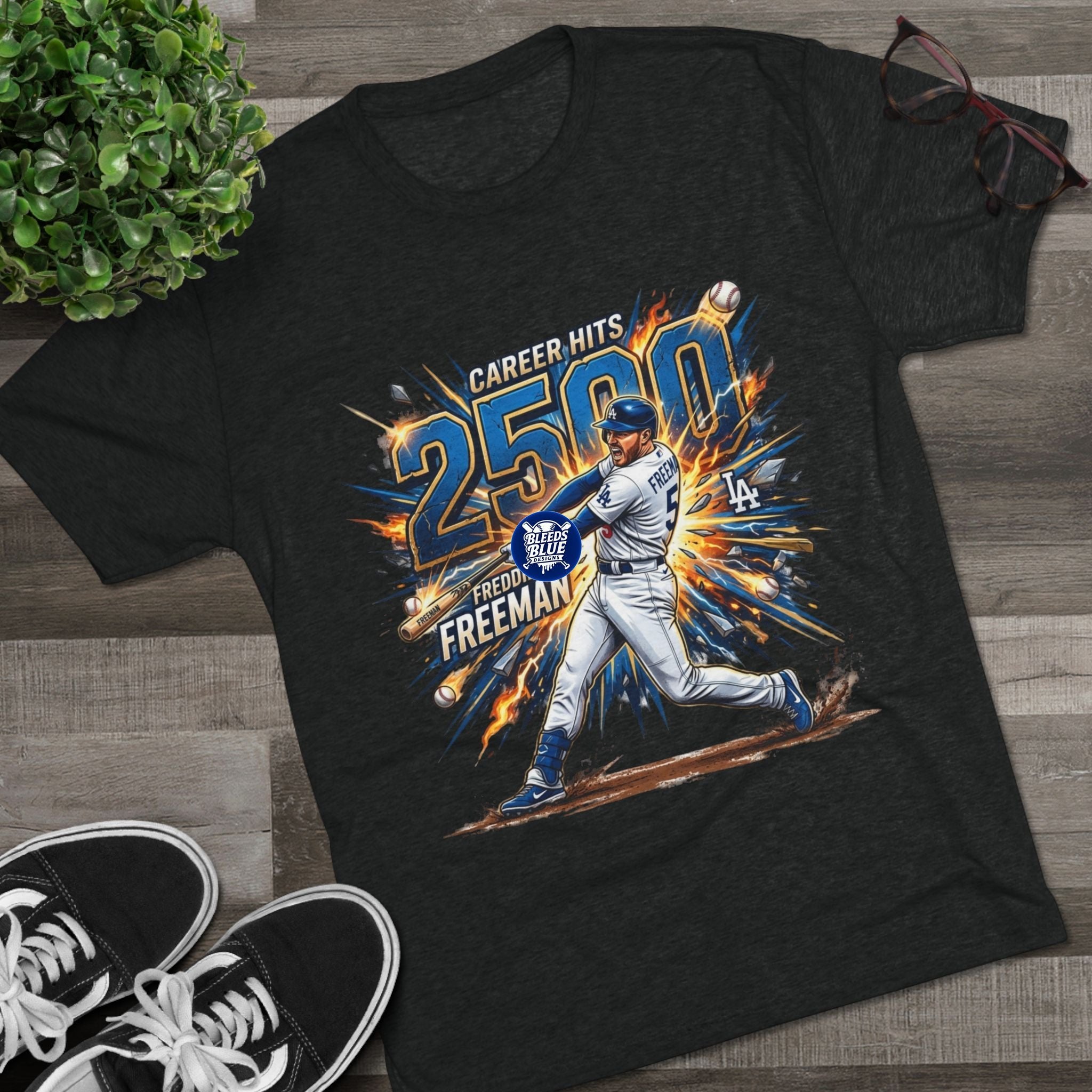 2500 Career Hits Baseball Tee – Milestone Freeman Tribute