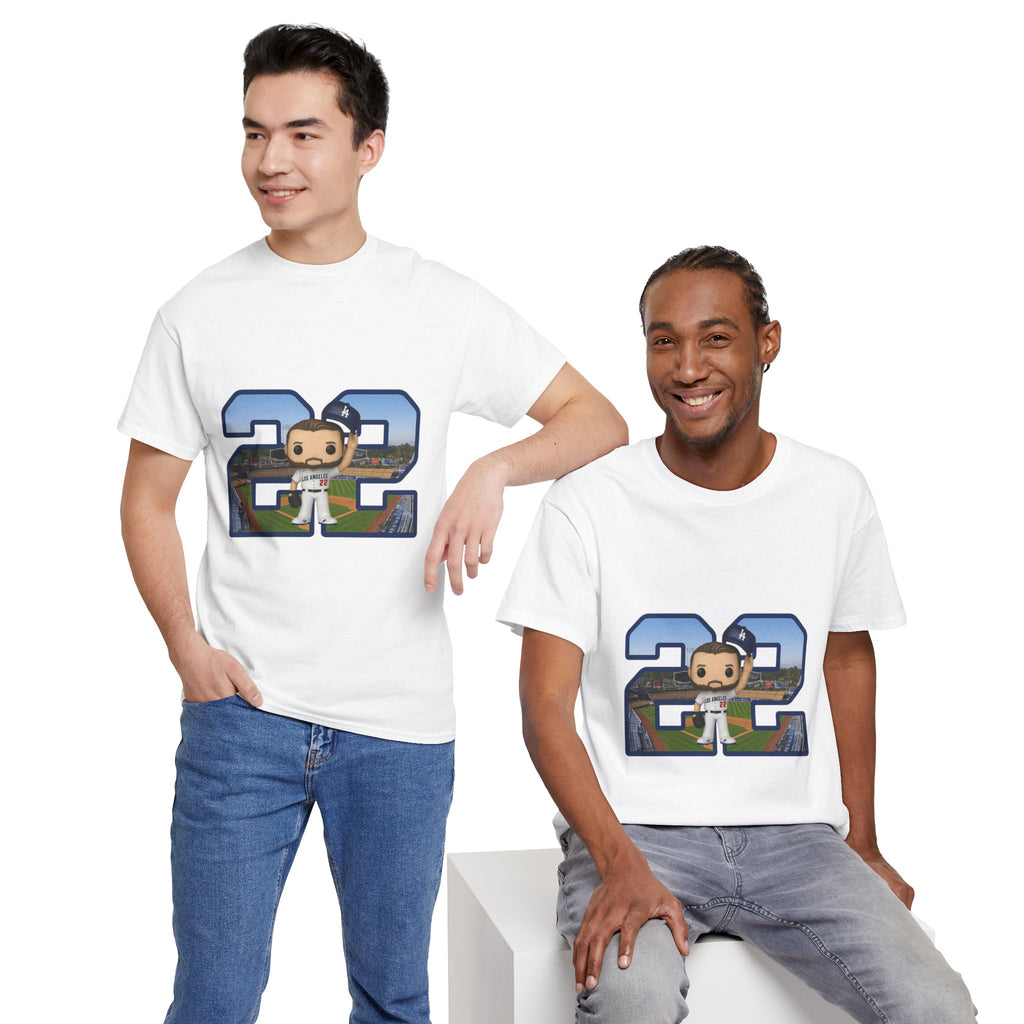 Kershaw Number 22 with a Funko Style Figurine Tee Shirt - Unisex Heavy Cotton Tee Casual Fit