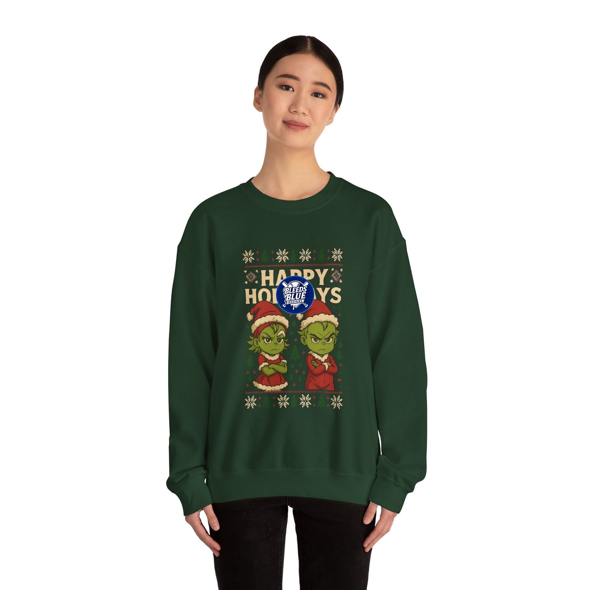 Holiday Ugly Christmas Baby Grinchies Sweatshirt - Unisex Crewneck Casual Streetwear