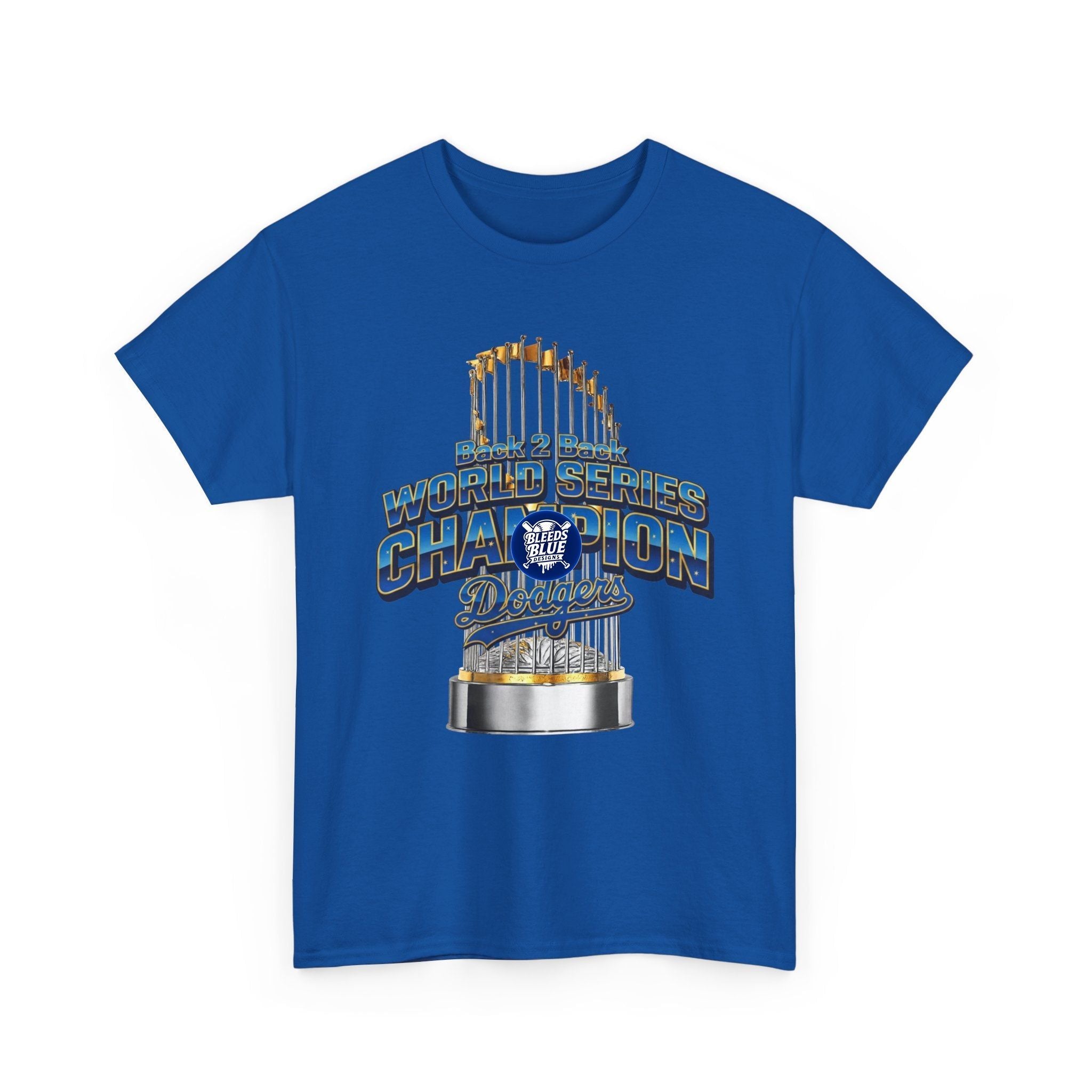 Dodgers Gold Back 2 Back World Series Champion Tee Shirt - Unisex Heavy Cotton Casual Fit