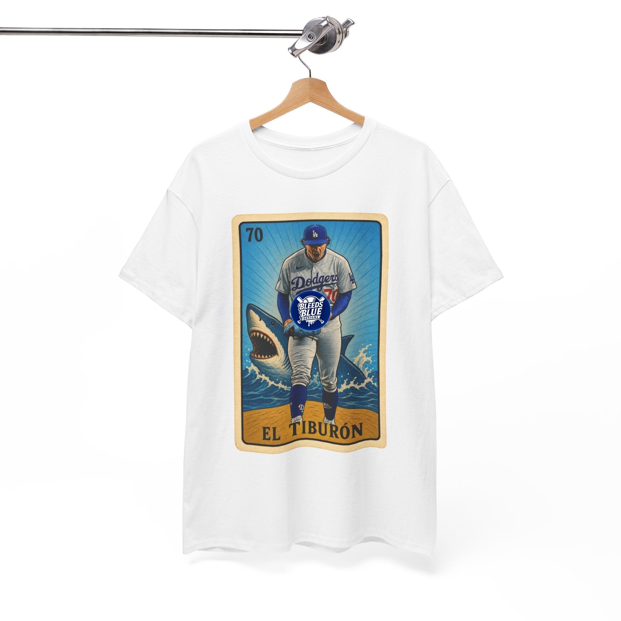 Baseball Shark 'El Tiburón' Tee – Vintage Lotería Style Baseball T-Shirt