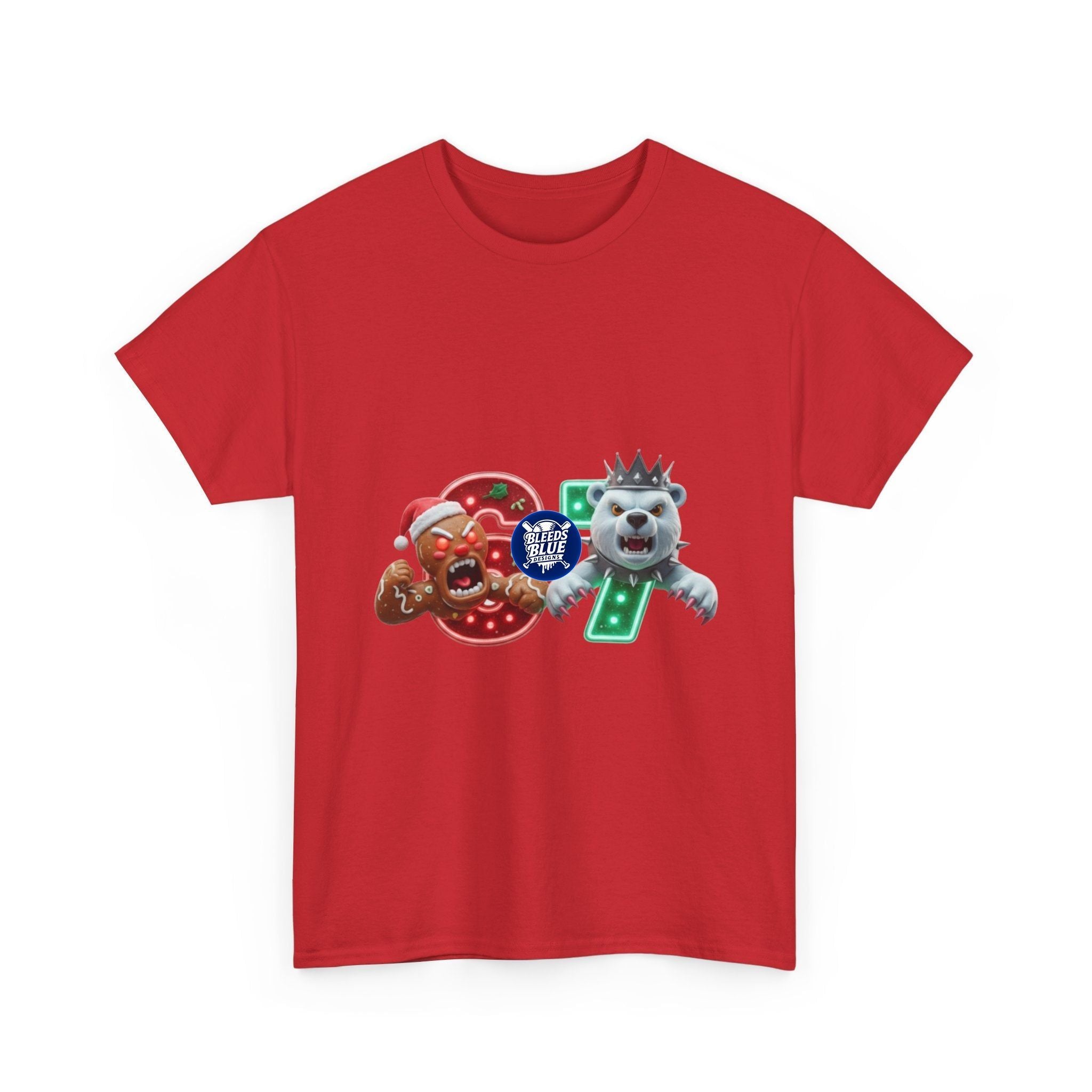 Holiday Christmas Gingerbread and Polar 67 Tee Shirt - Unisex Heavy Cotton Casual Fit