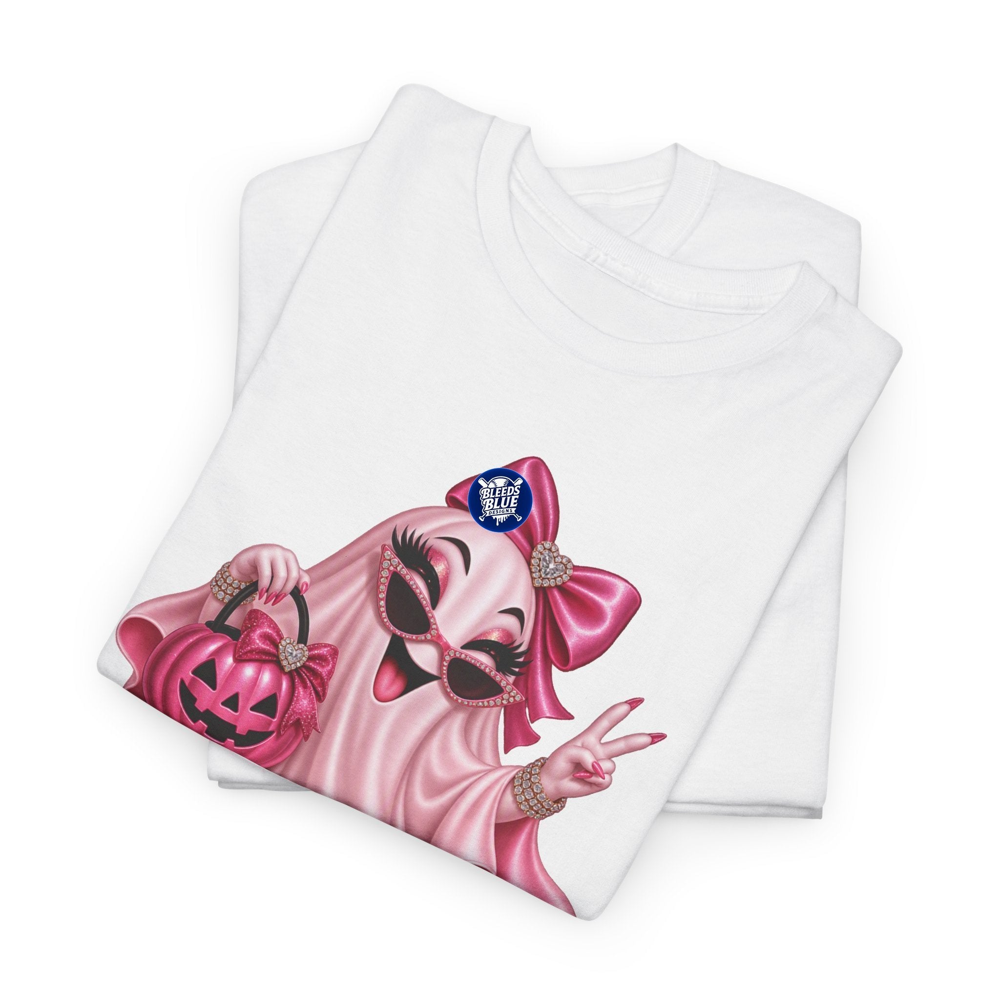 Spooky Season Cute Pink Bougie Ghost T-Shirt