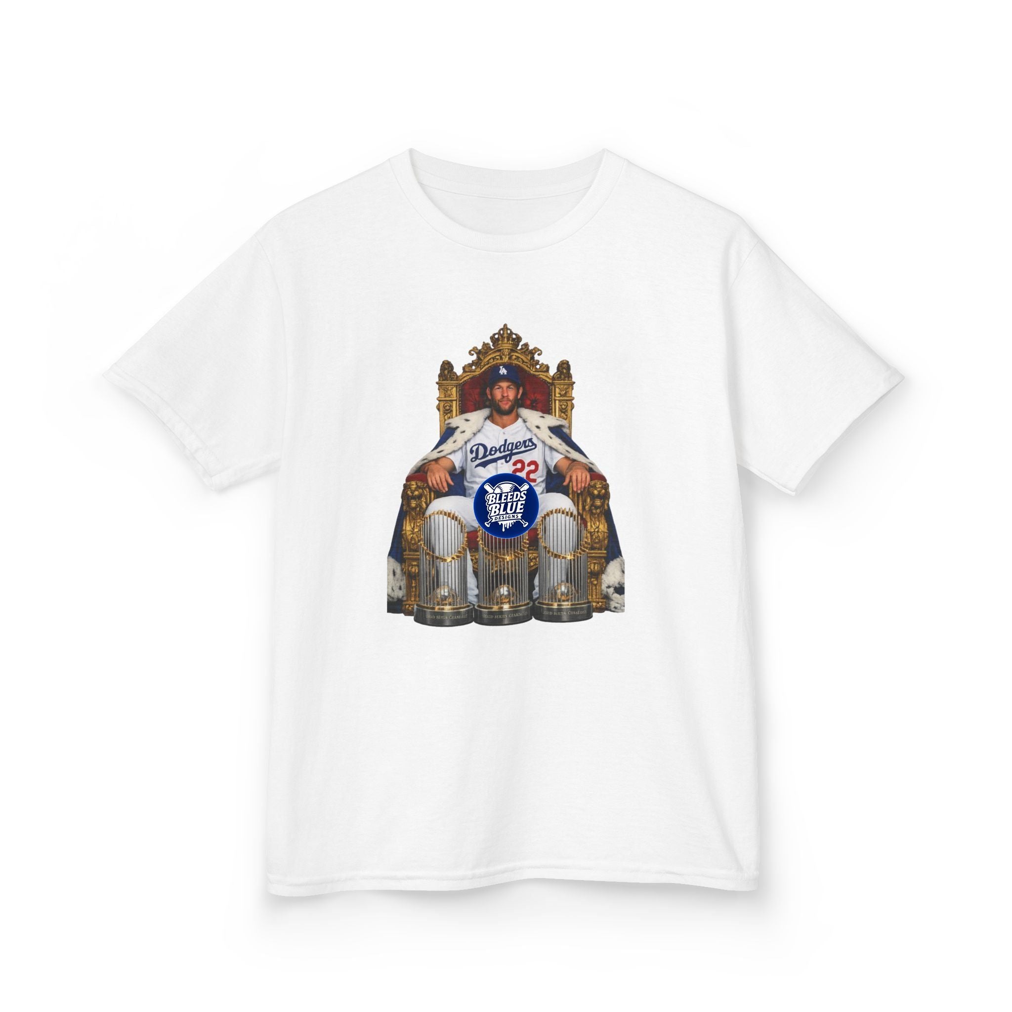 Kershaw Baseball Throne Kids T-Shirt – Youth Heavy Cotton Casual Fit