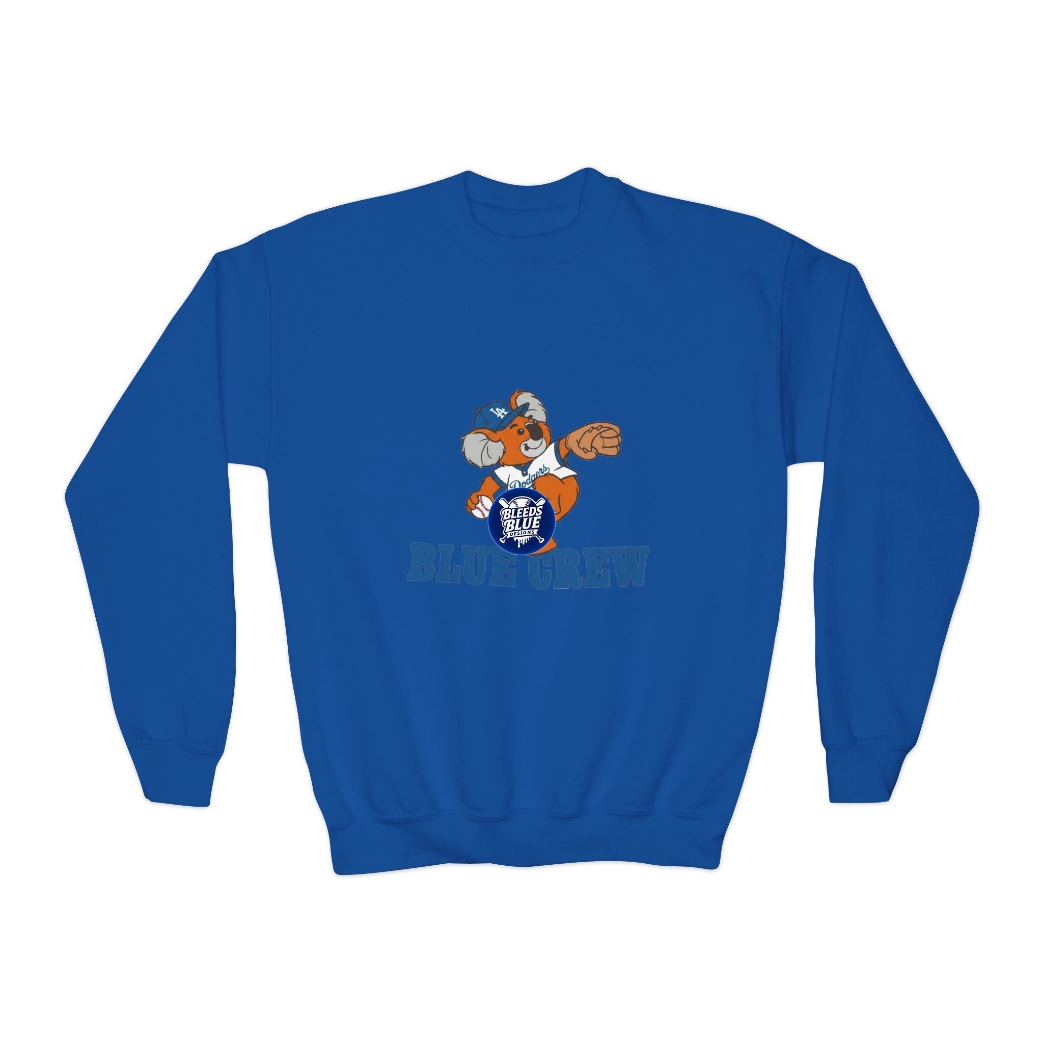 Blue Crew Koala Mascot Sweatshirt — Youth Crewneck Sweatshirt