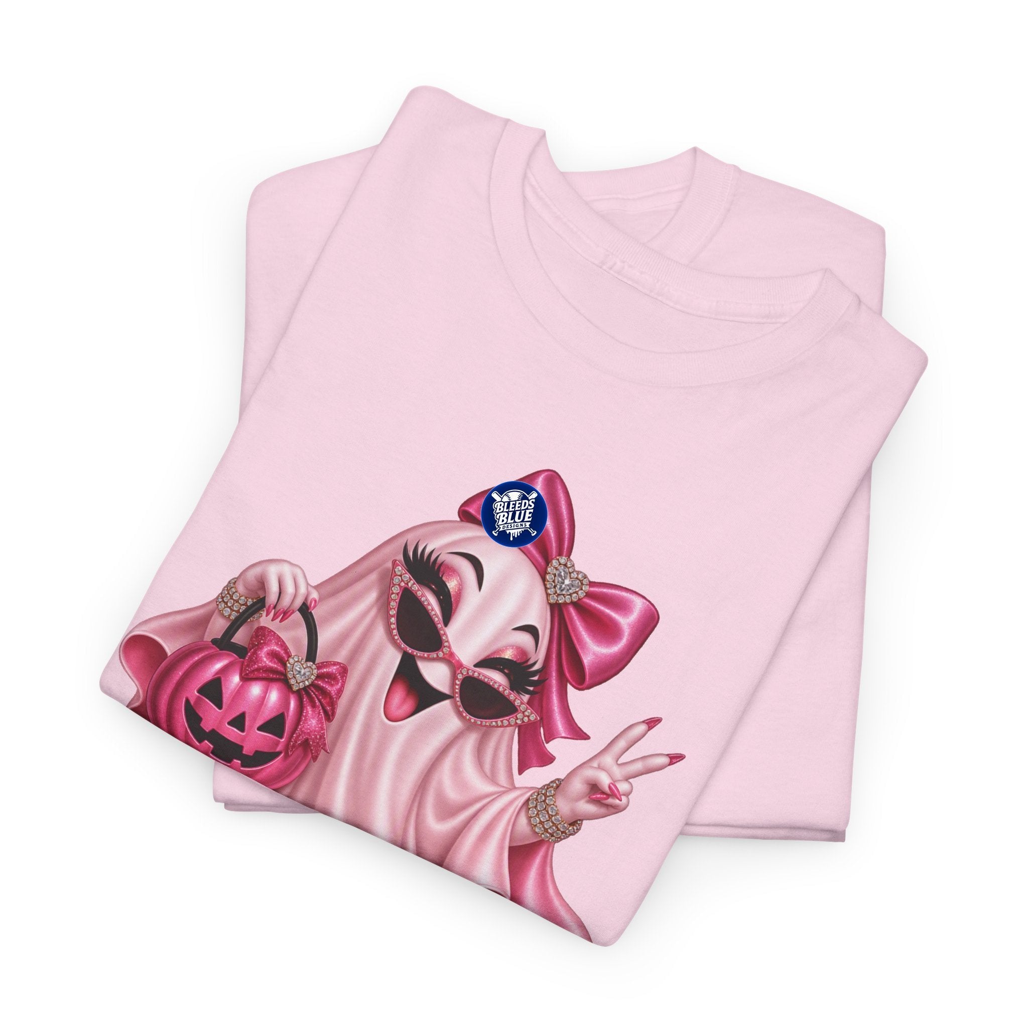 Spooky Season Cute Pink Bougie Ghost T-Shirt