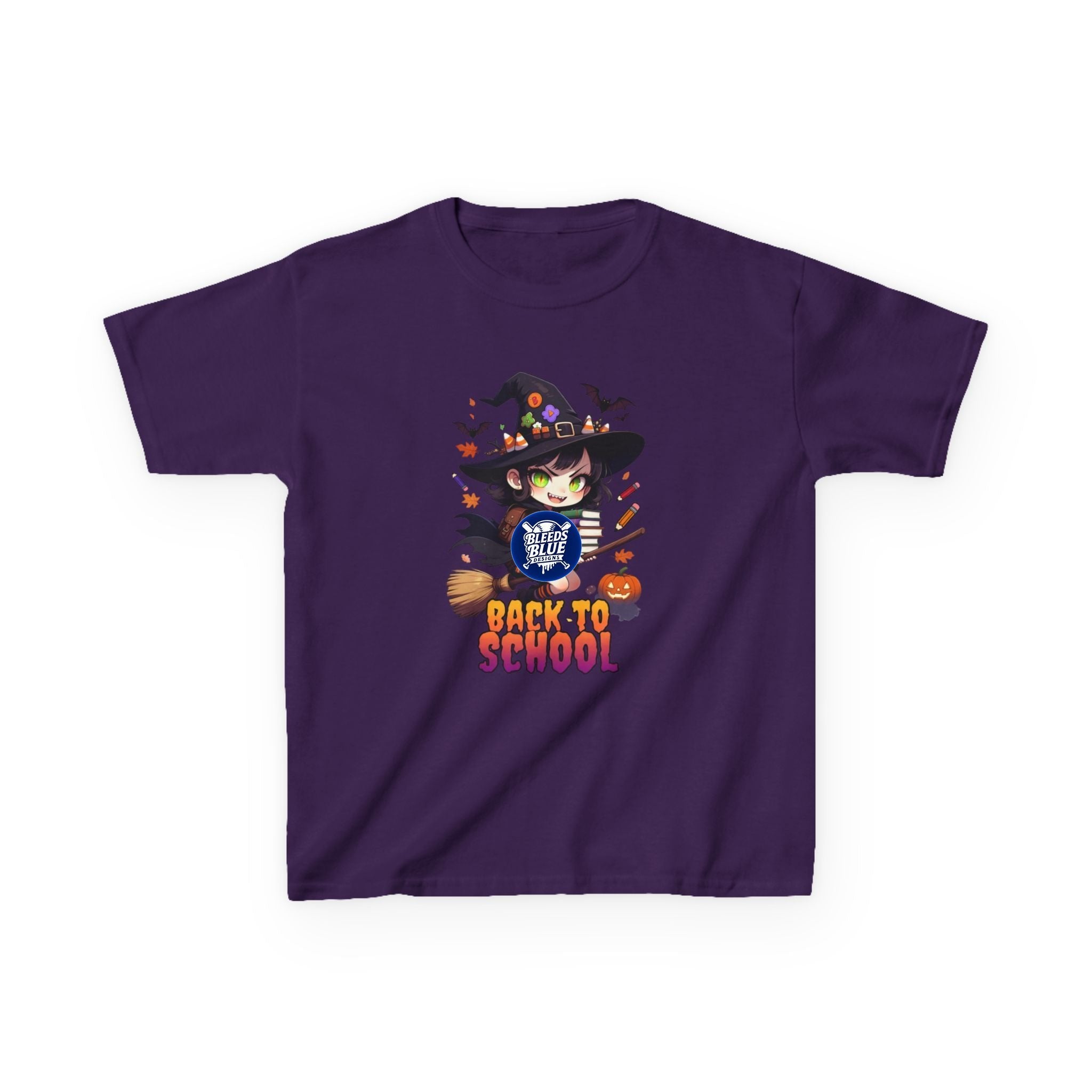 Kids Tee — Cute Witch "Back to School" Halloween Graphic