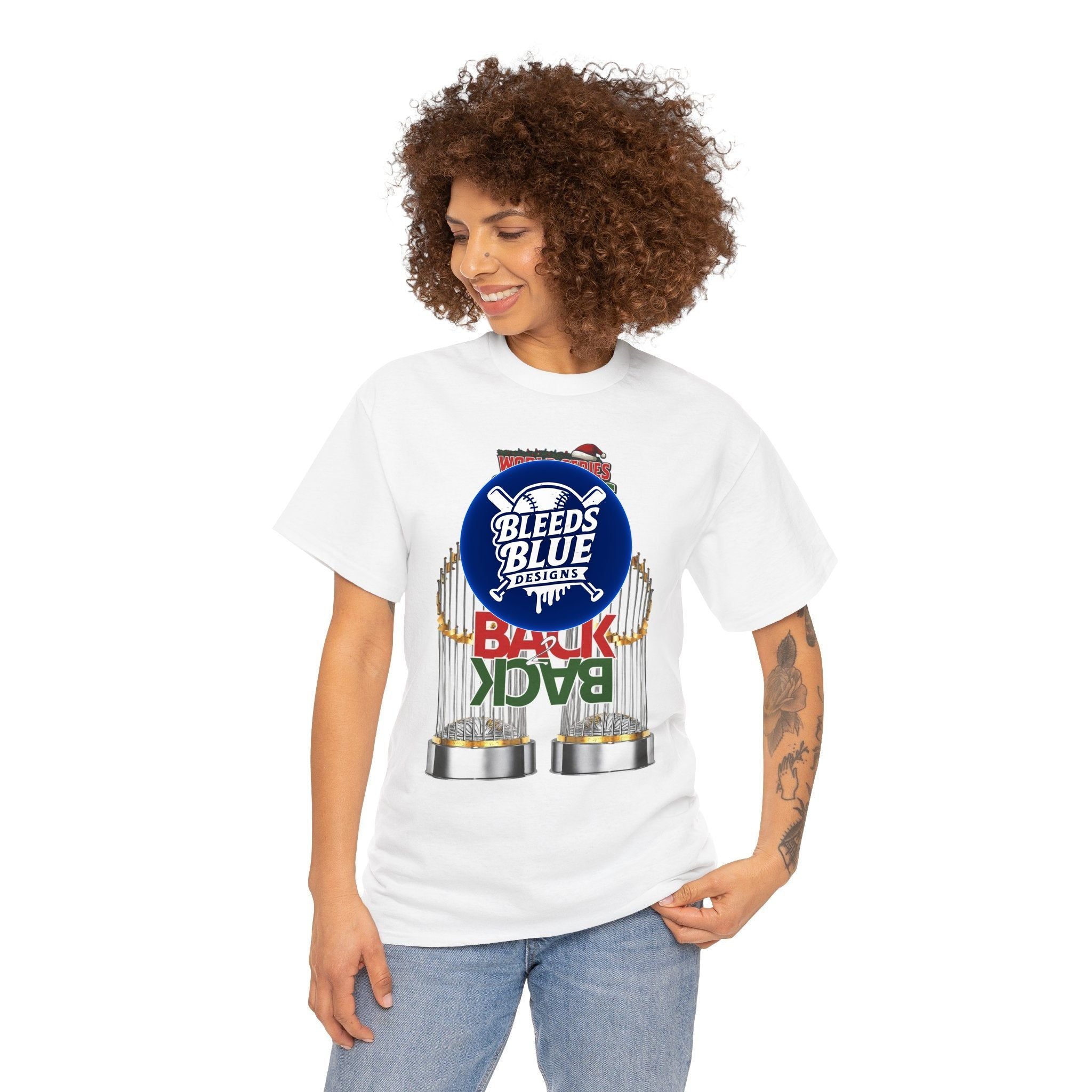 Holiday Back 2 Back World Series Champions Dodgers Tee Shirt - Unisex Heavy Cotton Casual Fit